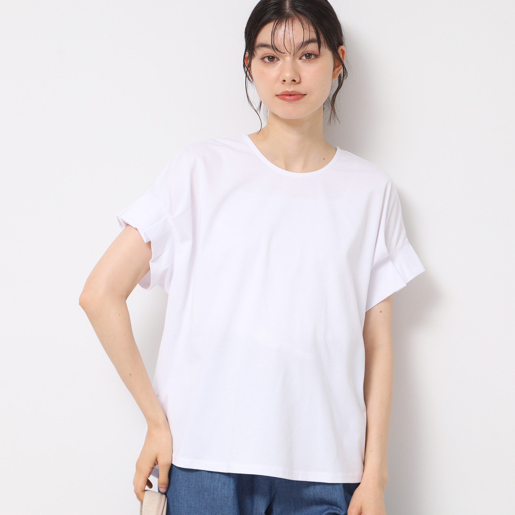 Dessin「【洗える】袖タックデザインカットソー」|Tシャツ・カットソー|ホワイト(002)