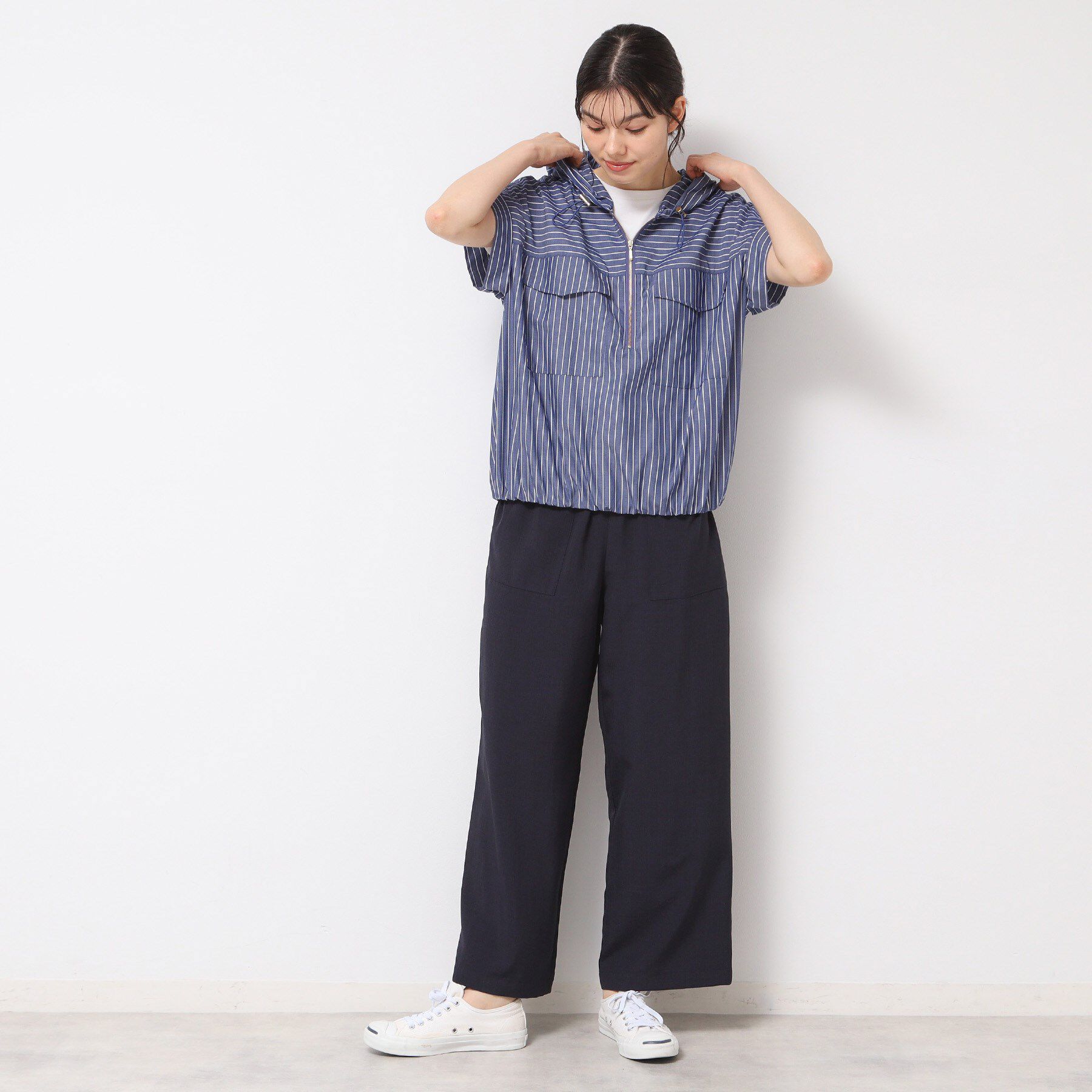 Dessin「【洗える】ハーフジップフーディーシャツ」|シャツ・ブラウス|