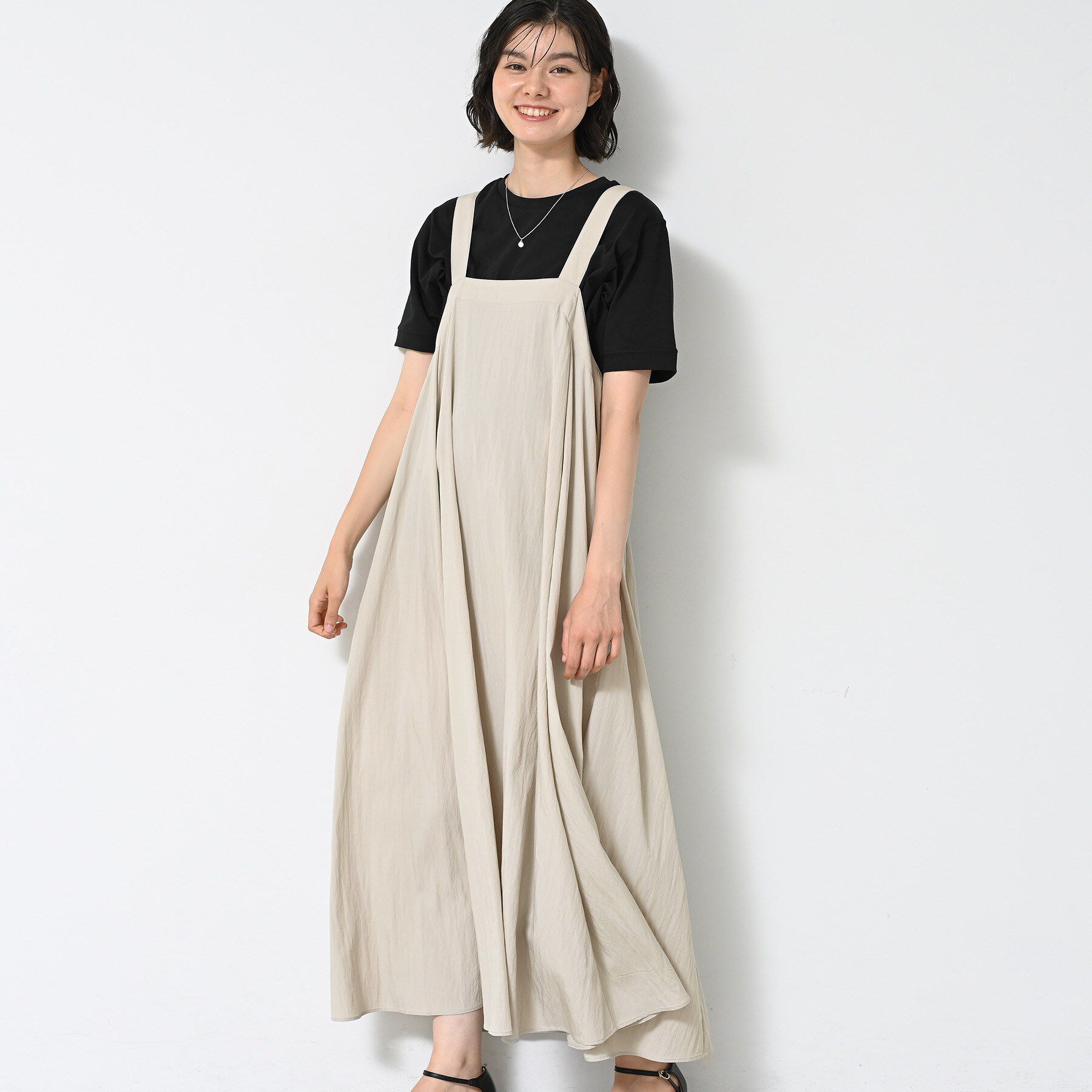 Dessin「【洗える】ナイロンジャンパースカート」|ワンピース|グレージュ(050)