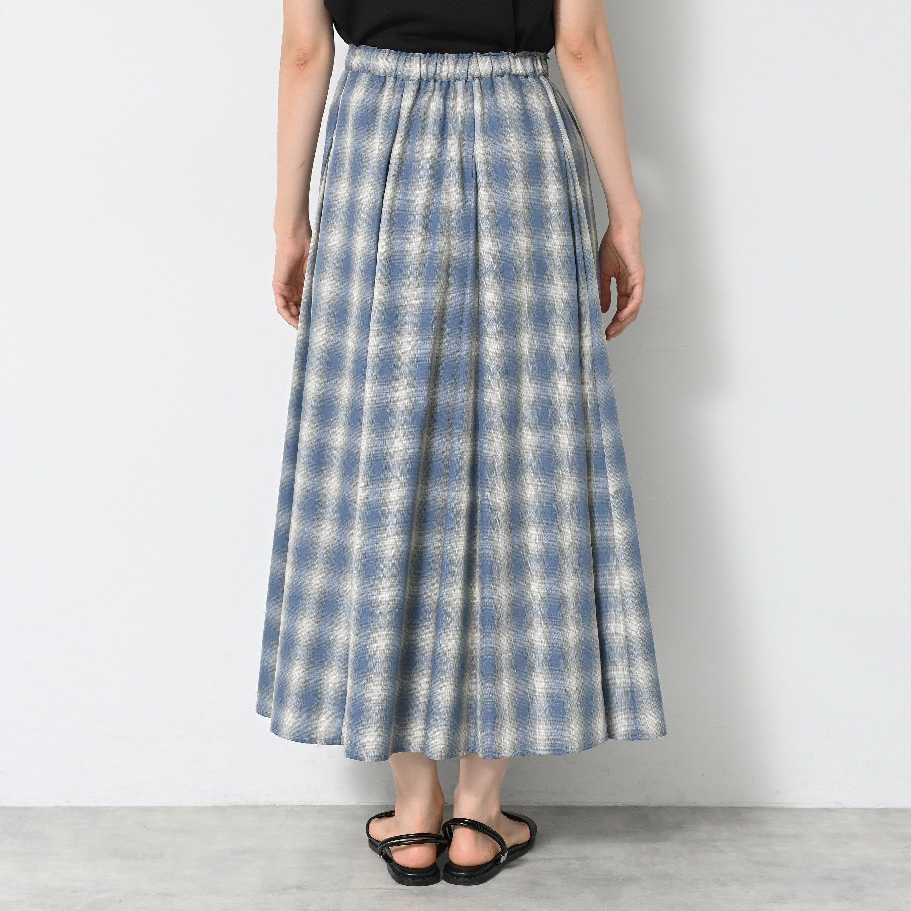 Dessin「【ウエストゴム・洗える】オンブレーチェック柄スカート」|スカート|