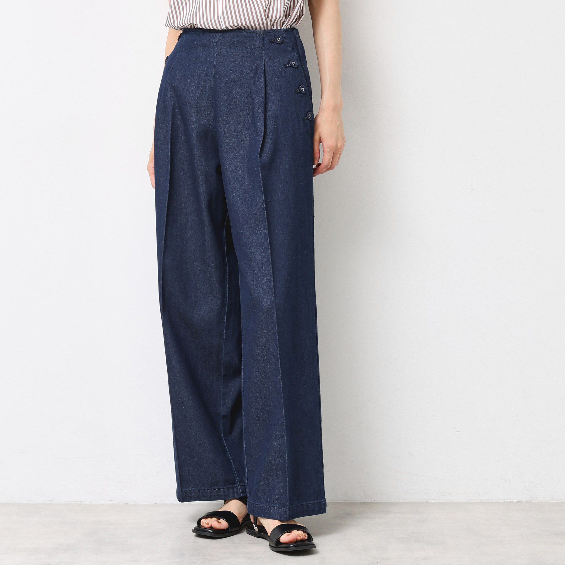 Dessin「【洗える】デニムワイドマリンパンツ」|その他|ネイビー(094)