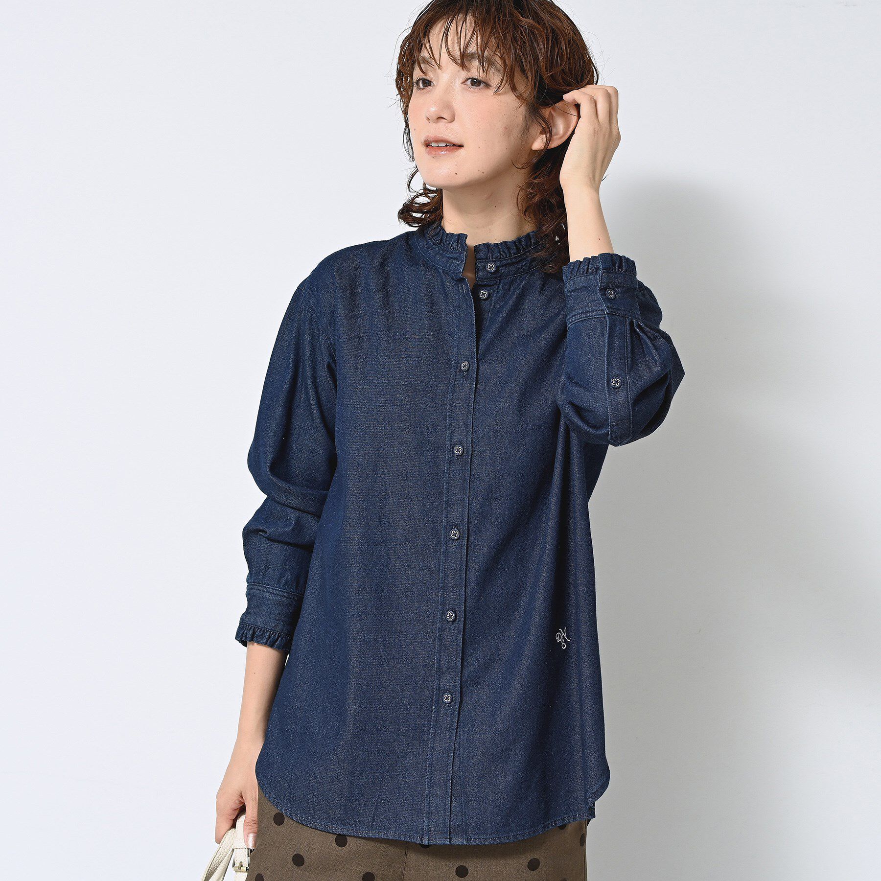 Dessin「【洗える】フリルデニムシャツ」|シャツ・ブラウス|