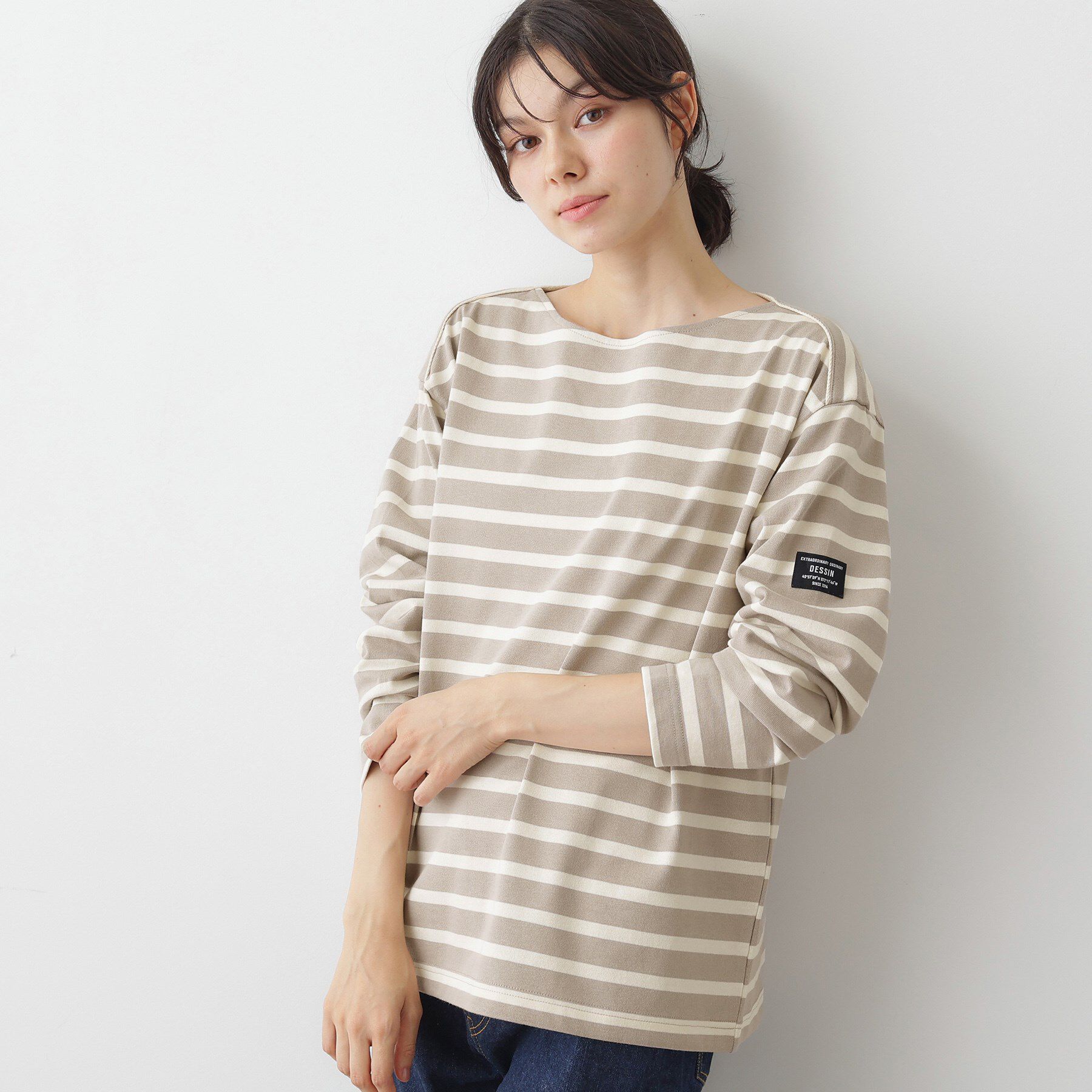 Dessin「【ユニセックス・洗える】ボートネックボーダーカットソー」|Tシャツ・カットソー|