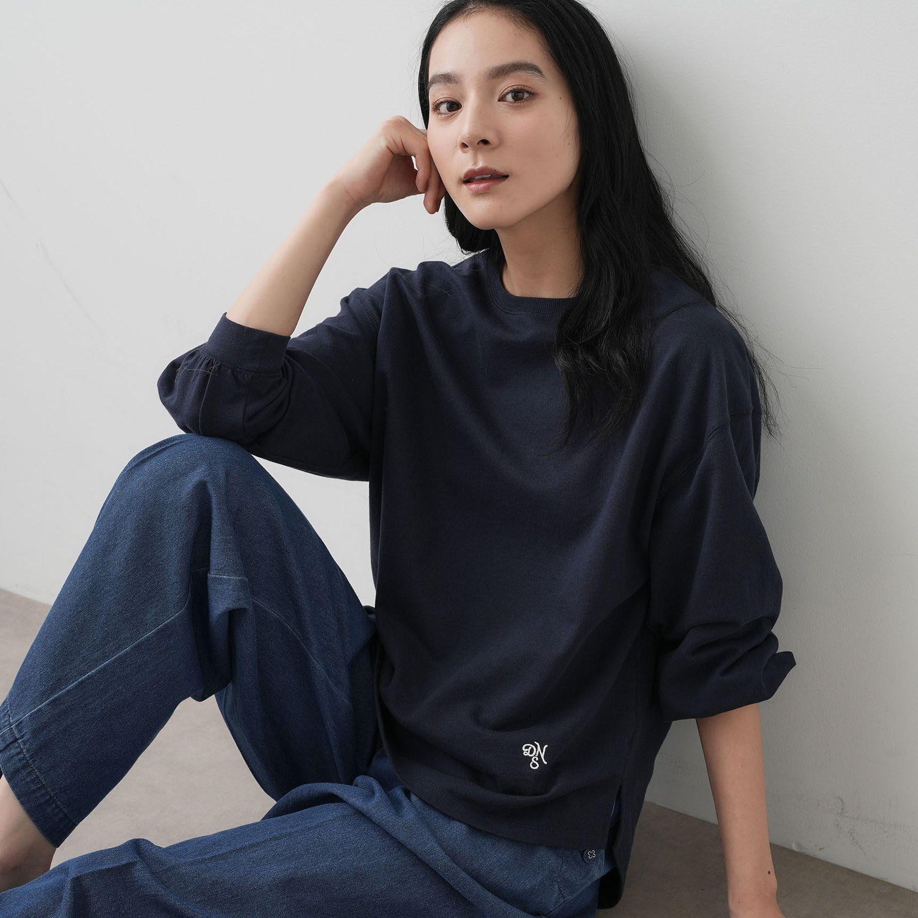 Dessin「【360度可愛い・洗える】バックヘンリーカットソー」|Tシャツ・カットソー|ネイビー(094)