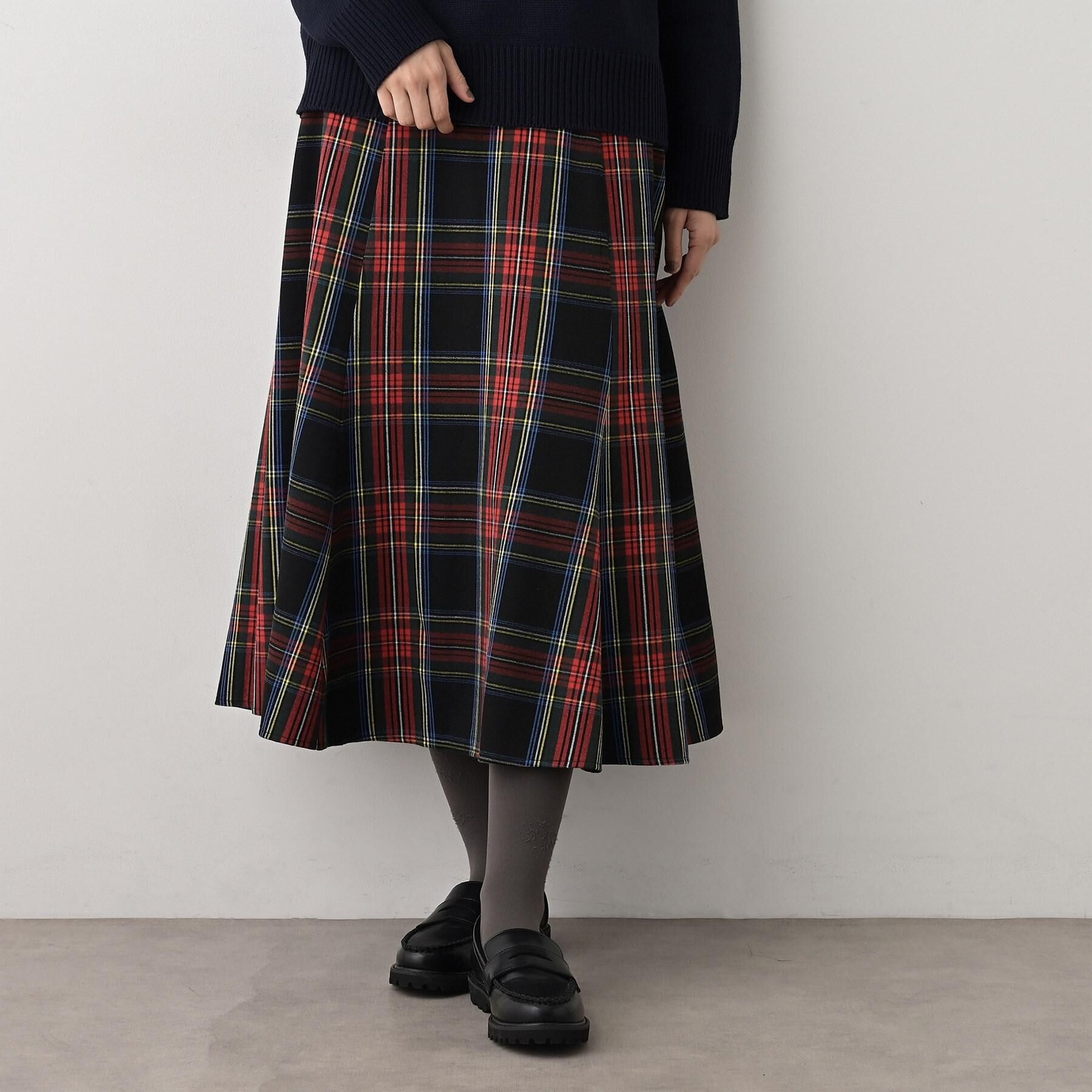 Dessin「【洗える】チェック柄起毛フレアスカート」|スカート|