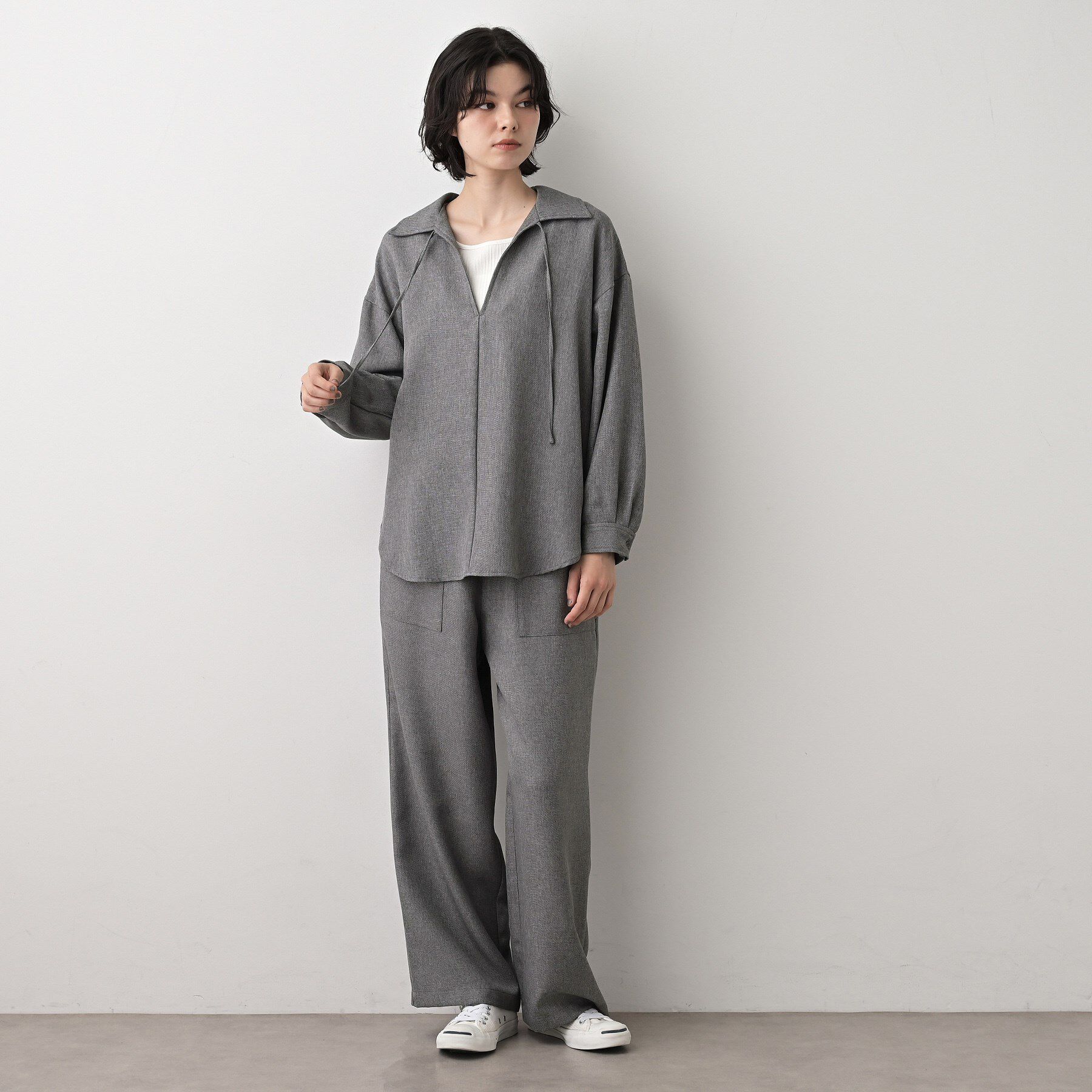 Dessin「【セットアップ可/洗える】ツイードライクスキッパーシャツ」|シャツ・ブラウス|