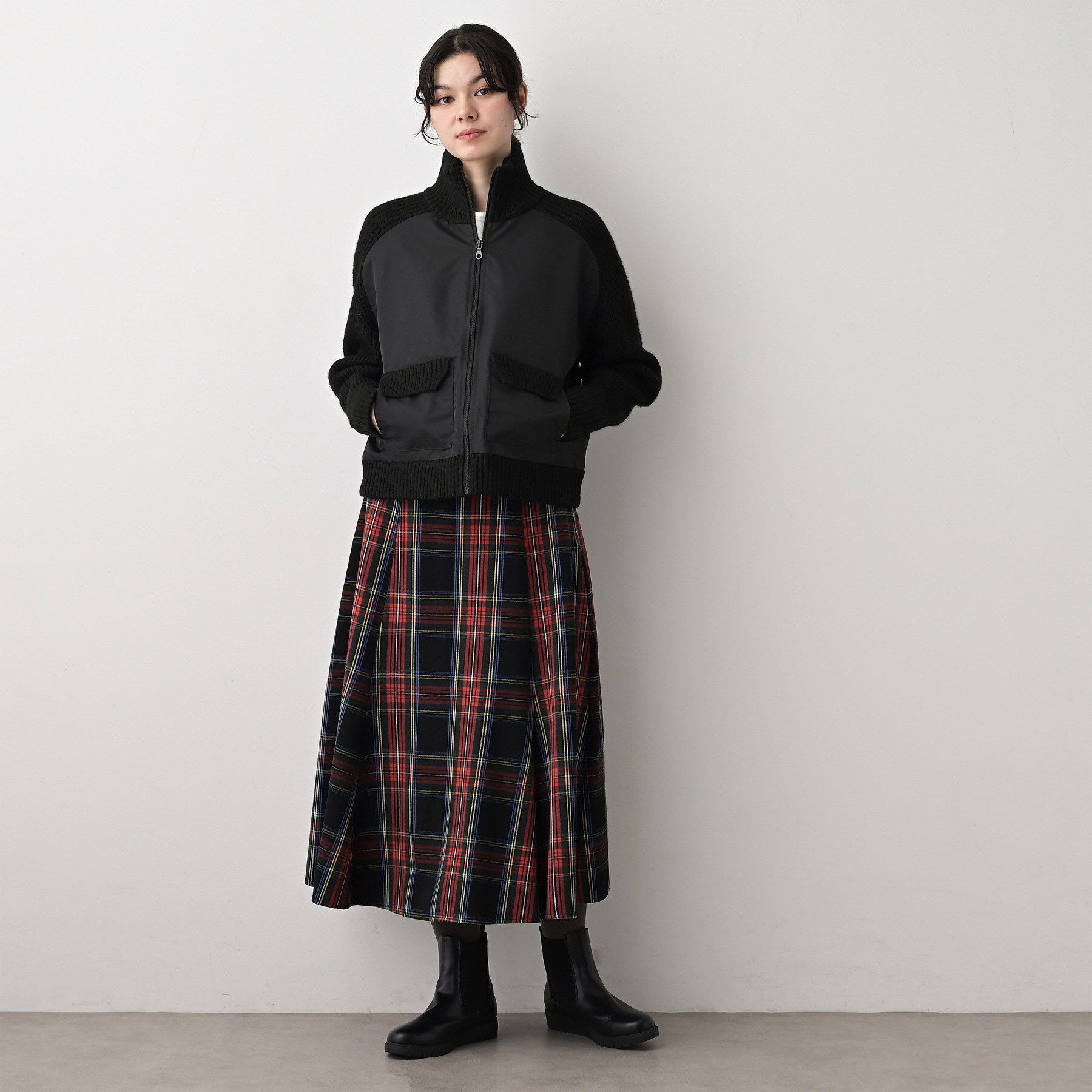 Dessin「【洗える】異素材ミックスジップブルゾン」|ブルゾン・スタジャン|