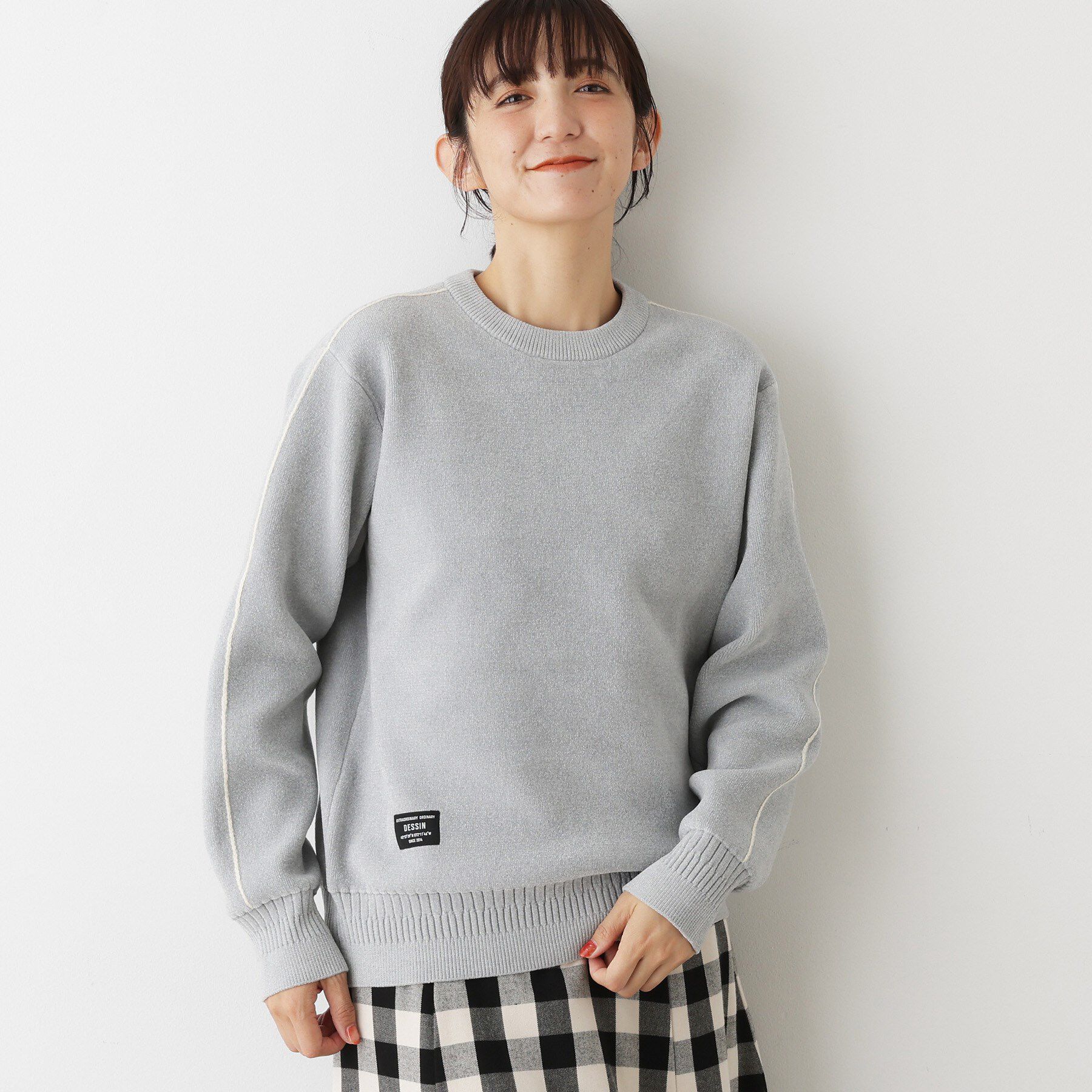 Dessin「【ユニセックス/洗える】ミニモールニット」|ニット・セーター|ライトグレー(011