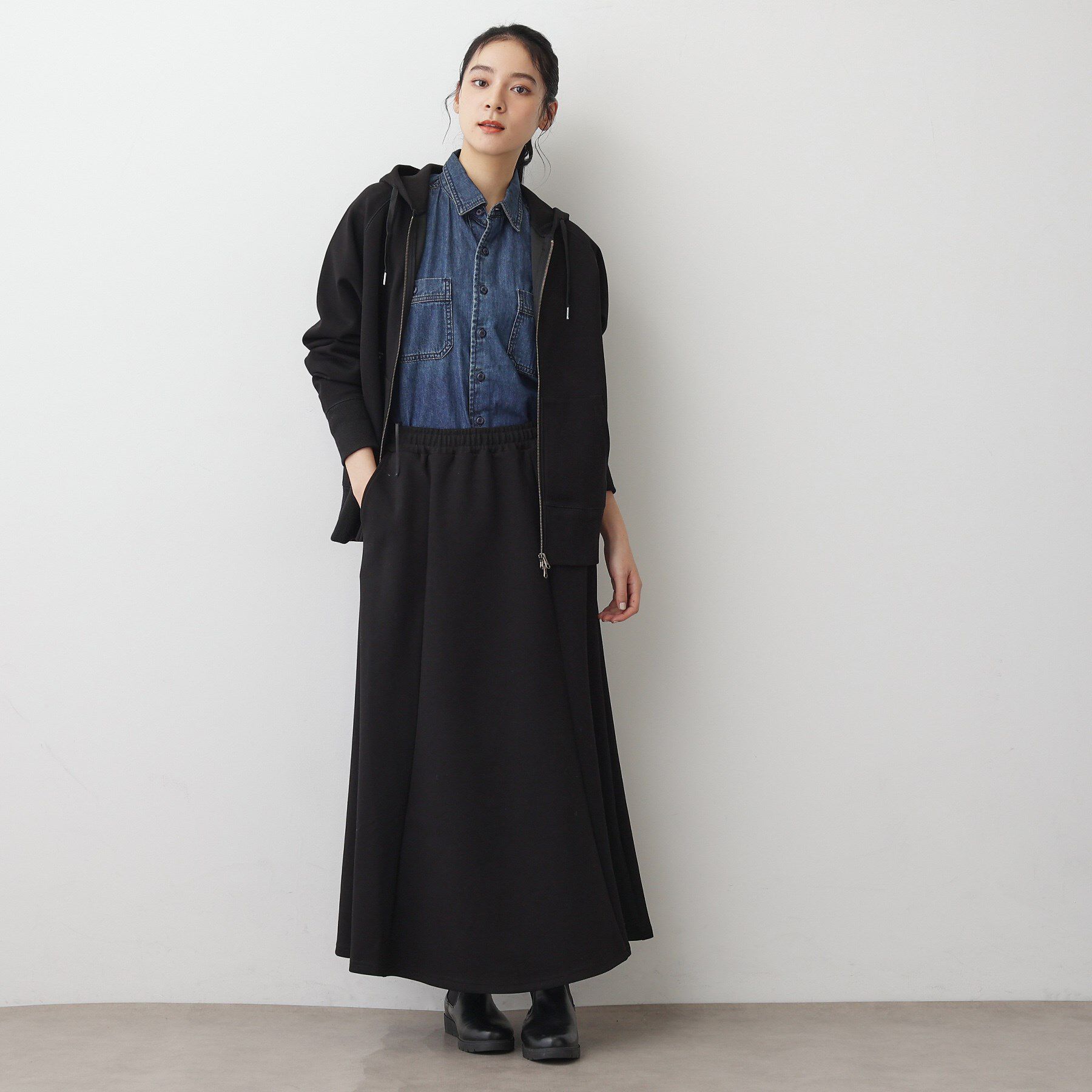 Dessin「【ウエストゴム/洗える】ダンボールコットンフレアスカート」|スカート|