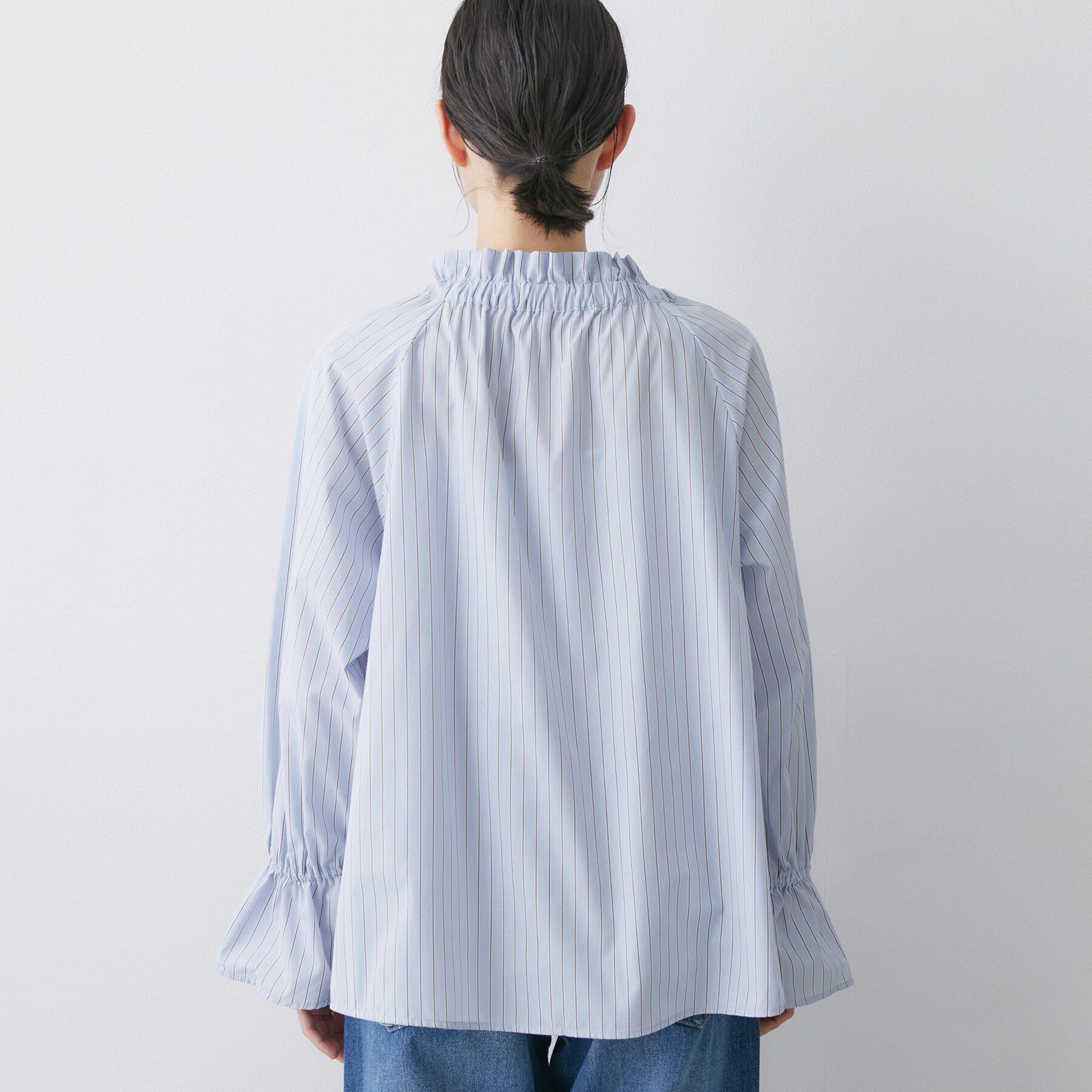 Dessin「【洗える】フリルボウタイストライプブラウス」|シャツ・ブラウス|
