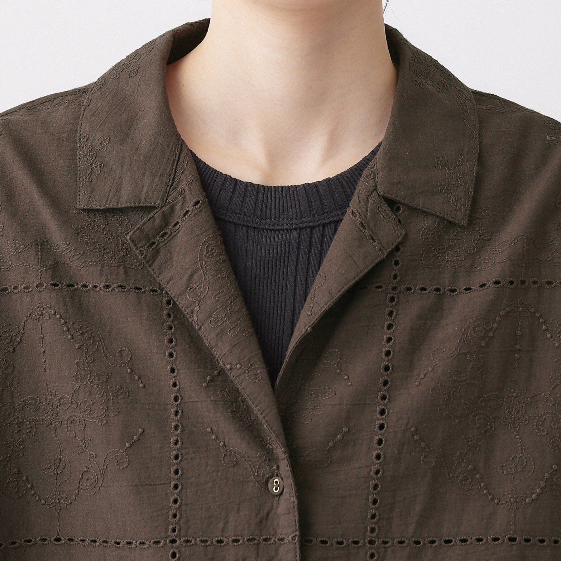 Dessin「【セットアップ可/洗える】刺繍スクエアレースシャツ」|シャツ・ブラウス|