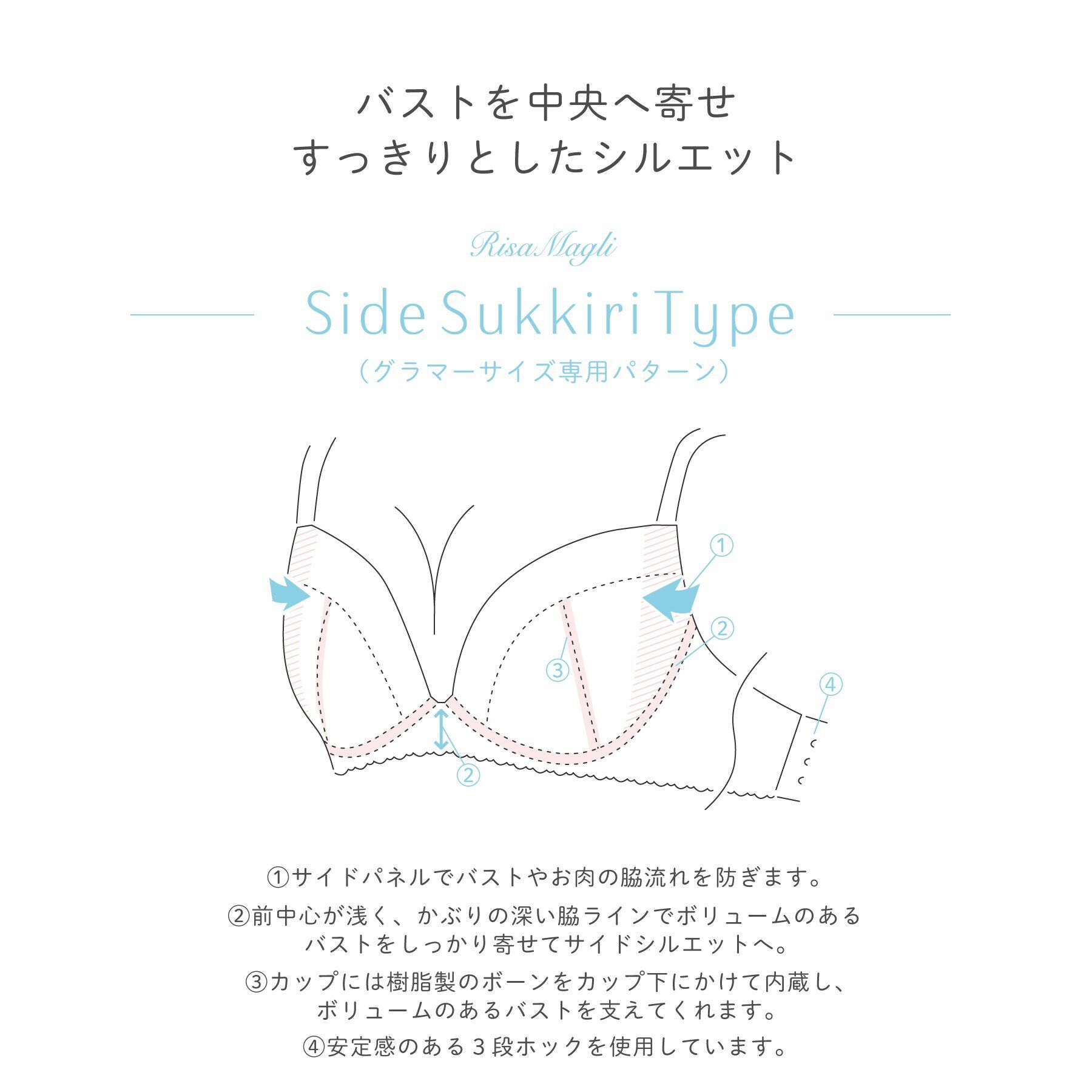 Risa Magli「イレーナ ブラジャー（G-H）＜サイドすっきりタイプ＞」|インナー|