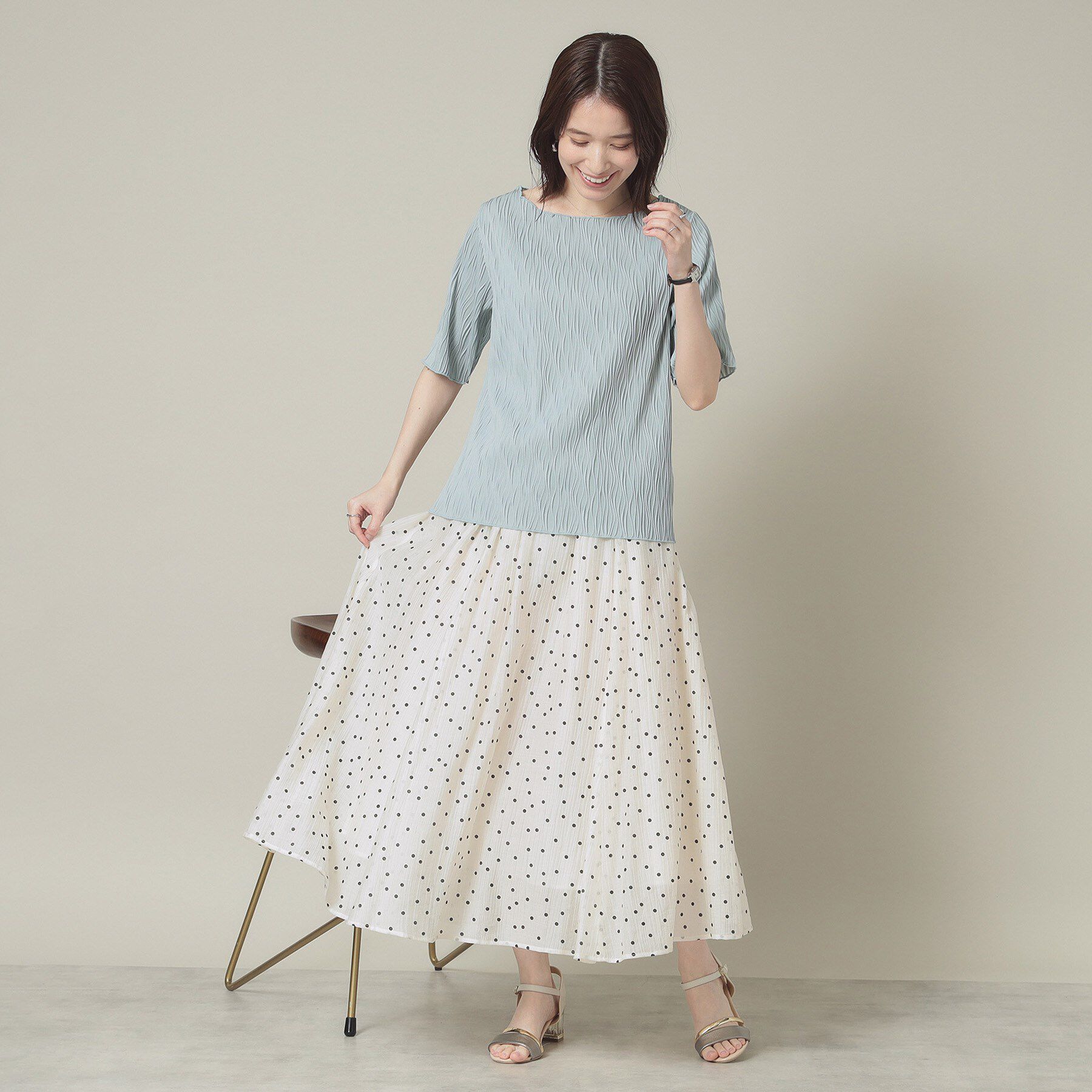 ITS&rsquo;DEMO「【洗濯機OK】ジャカード5分袖プルオーバー」|Tシャツ・カットソー|