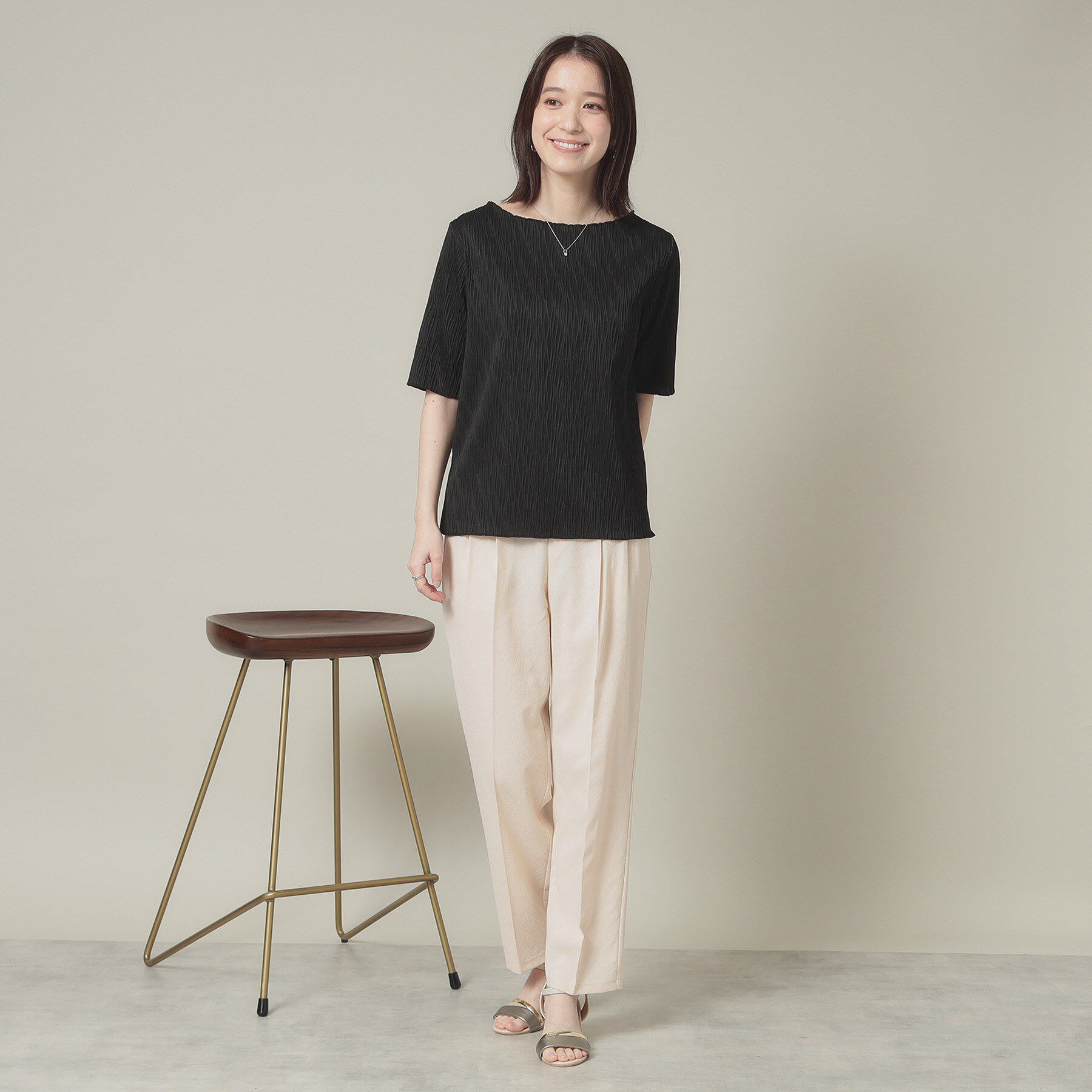 ITS&rsquo;DEMO「【洗濯機OK】ジャカード5分袖プルオーバー」|Tシャツ・カットソー|