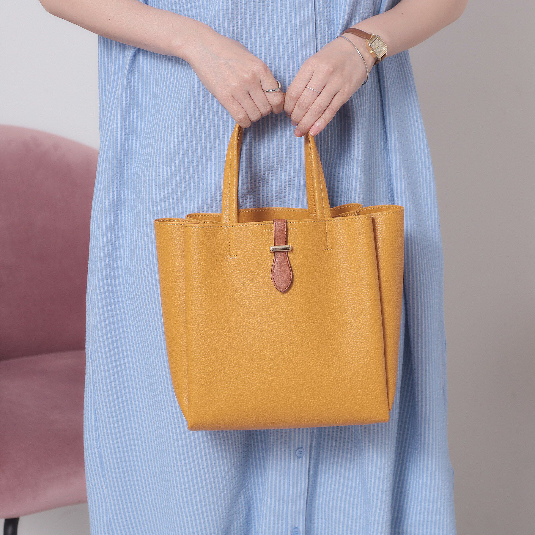 ITS&rsquo;DEMO「ベルト三層ミニトート」|ハンドバッグ|イエロー(032)