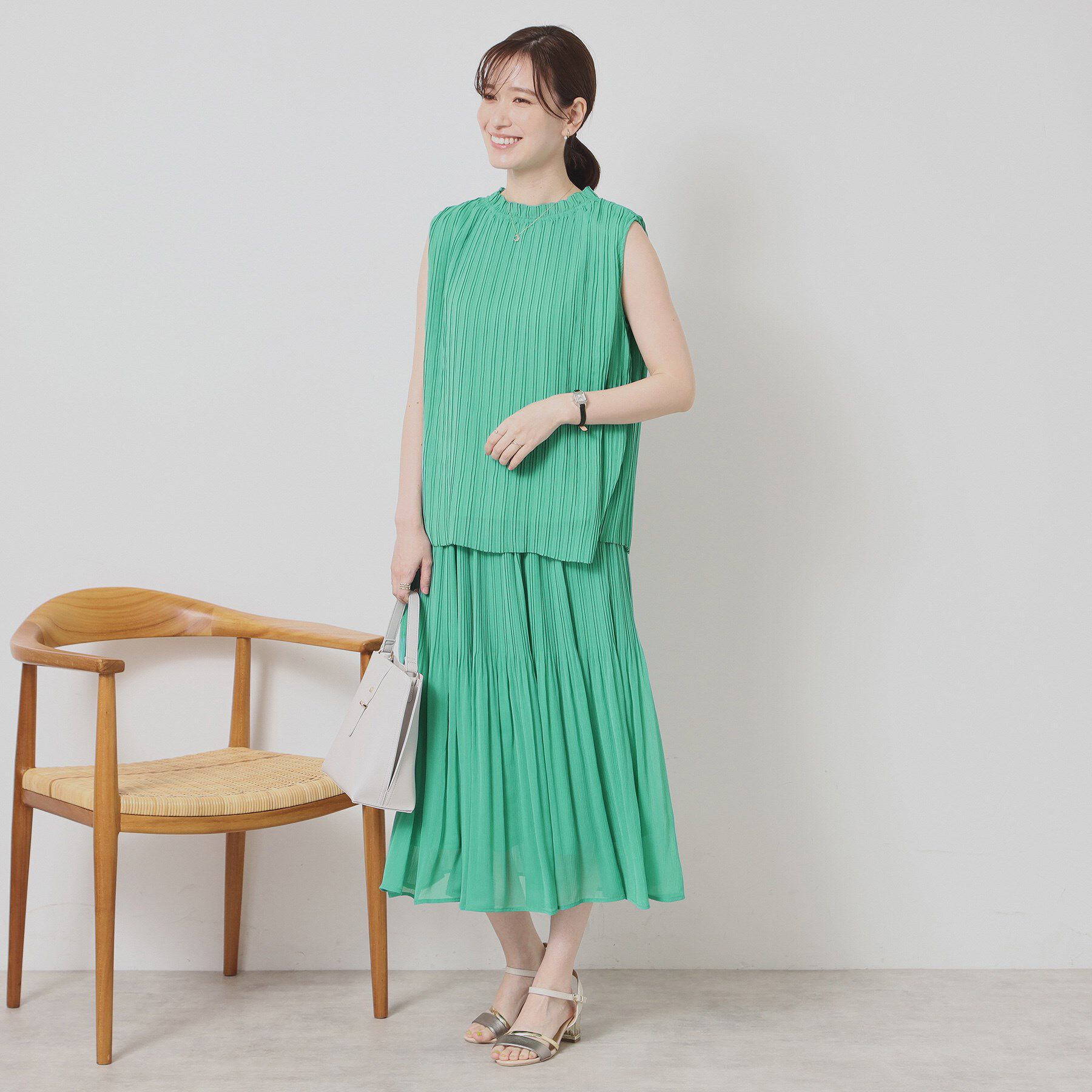 ITS&rsquo;DEMO「【手洗い可／ウエストゴム】楊柳プリーツスカート」|スカート|