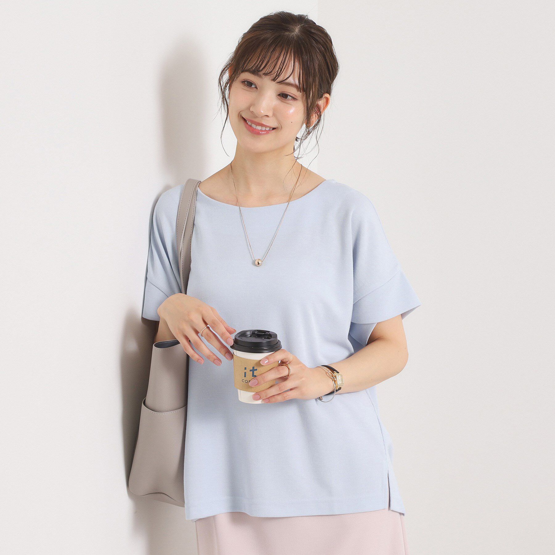 ITS&rsquo;DEMO「【接触冷感／吸水速乾／洗濯機OK】サカリバ袖タックプルオーバー」|Tシャツ・カットソー|サックスブルー(09