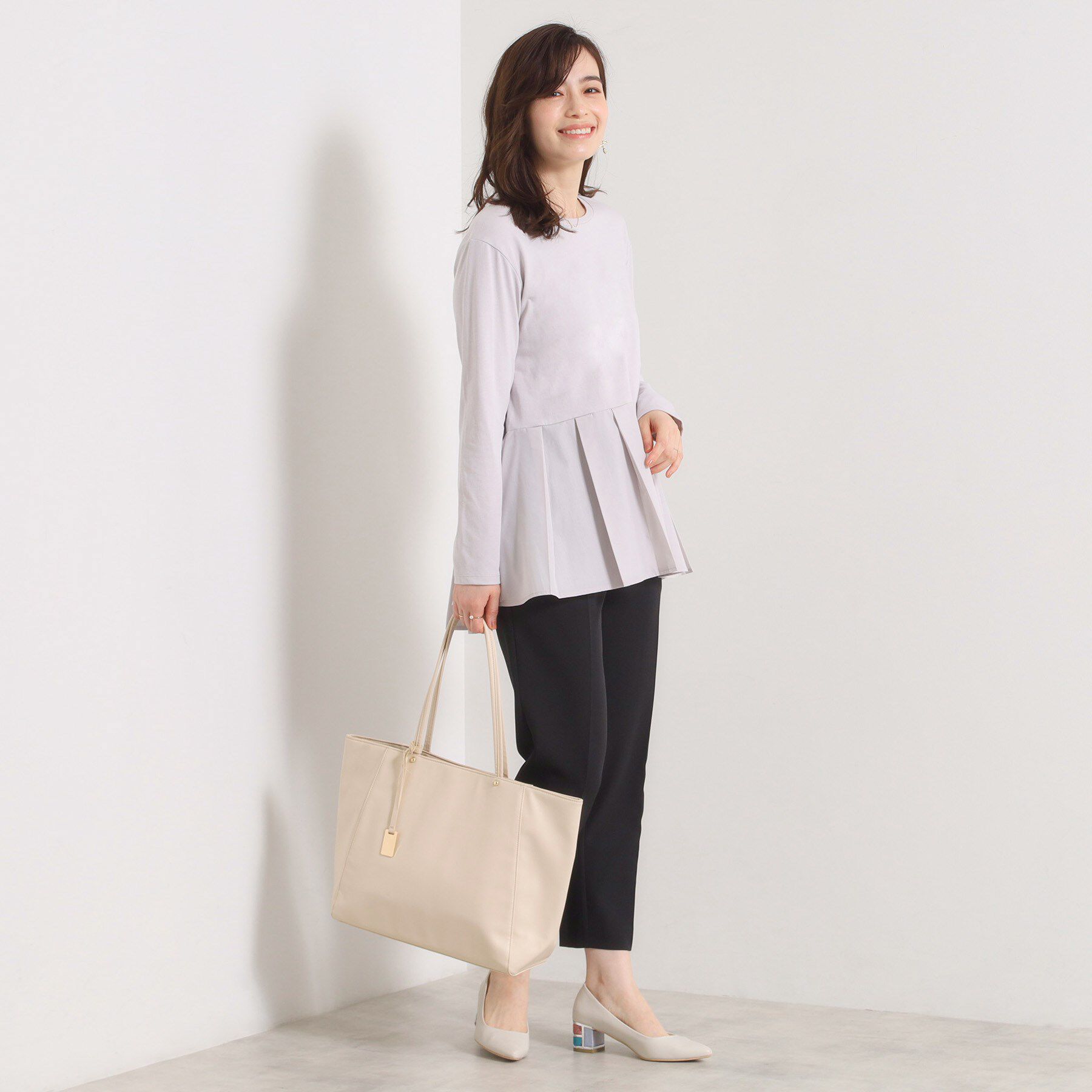 ITS&rsquo;DEMO「【洗濯機OK】布帛コンビ天竺トップス」|Tシャツ・カットソー|