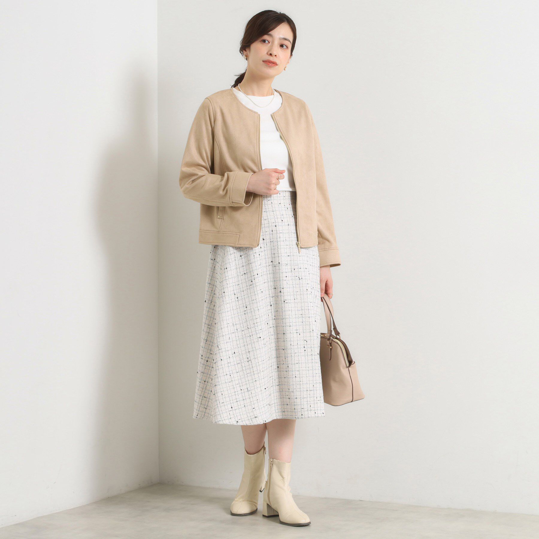 ITS&rsquo;DEMO「カットフェイクスエードジャケット」|ノーカラージャケット|