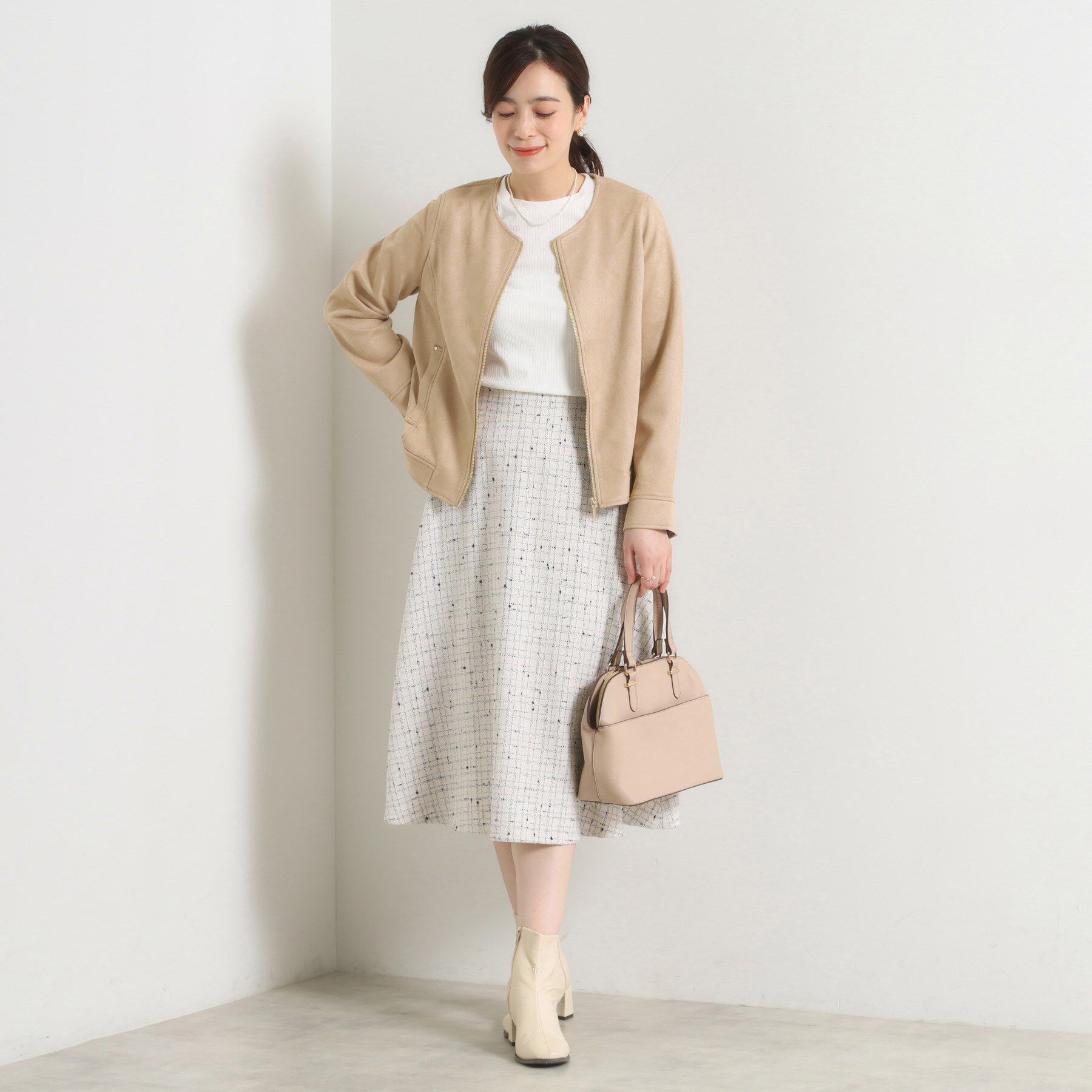 ITS&rsquo;DEMO「カットフェイクスエードジャケット」|ノーカラージャケット|