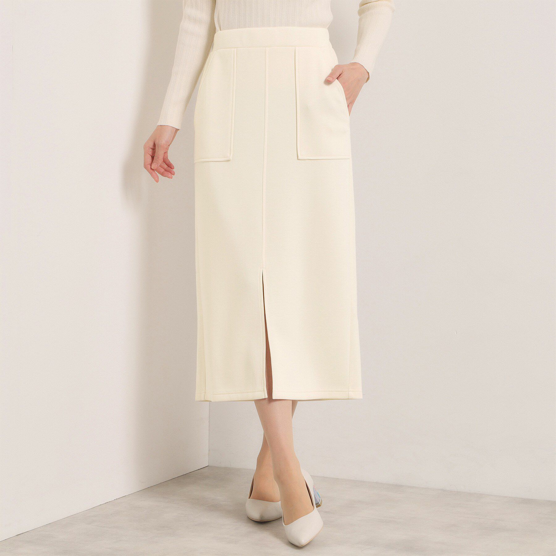ITS&rsquo;DEMO「【洗濯機OK／花粉防止】ダンボールタイトスカート」|スカート|アイボリー(004)
