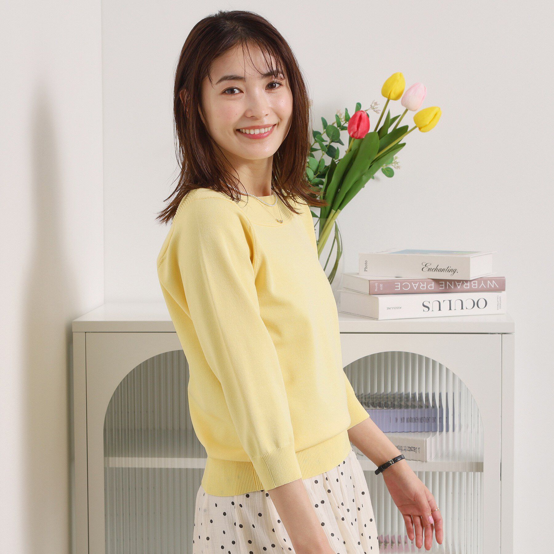 ITS&rsquo;DEMO「【縮みに強い／毛玉防止／洗濯機OK】タフニット 襟ぐり編地切替ニットプルオーバー」|ニット・セーター|