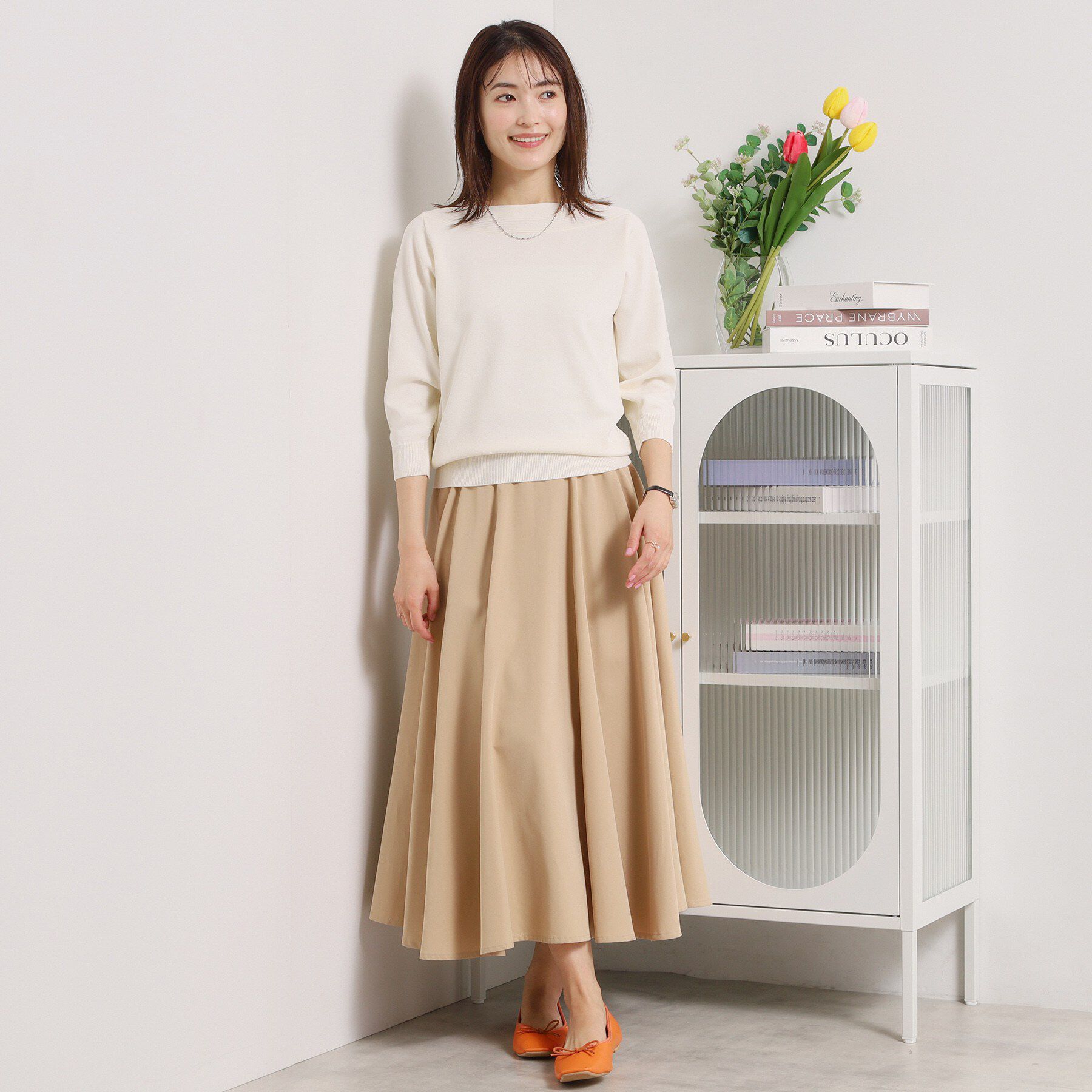 ITS&rsquo;DEMO「【縮みに強い／毛玉防止／洗濯機OK】タフニット 襟ぐり編地切替ニットプルオーバー」|ニット・セーター|