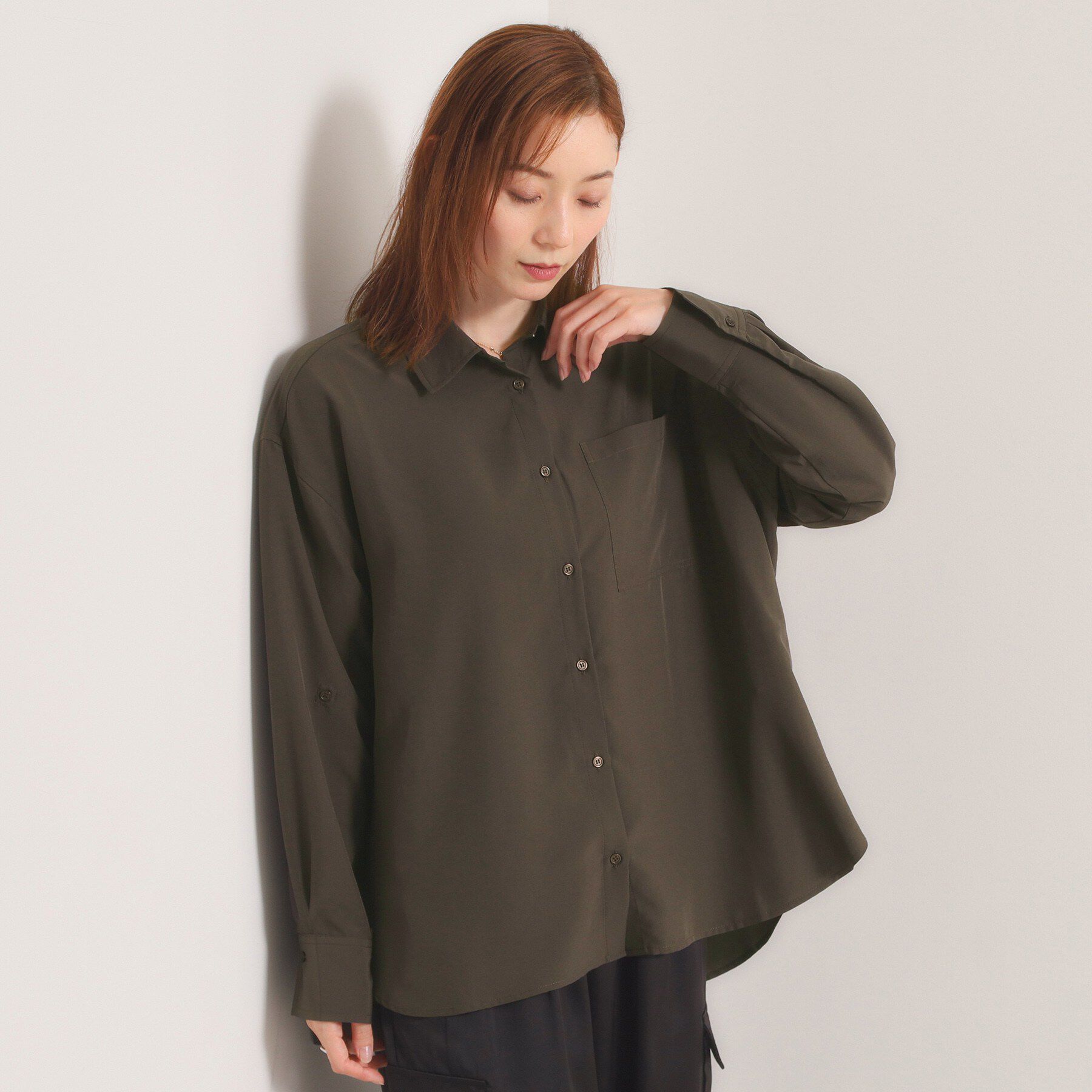 ITS&rsquo;DEMO「【接触冷感／吸水速乾／UV／洗濯機OK】袖2wayブラウス」|シャツ・ブラウス|チャコールグレー(0