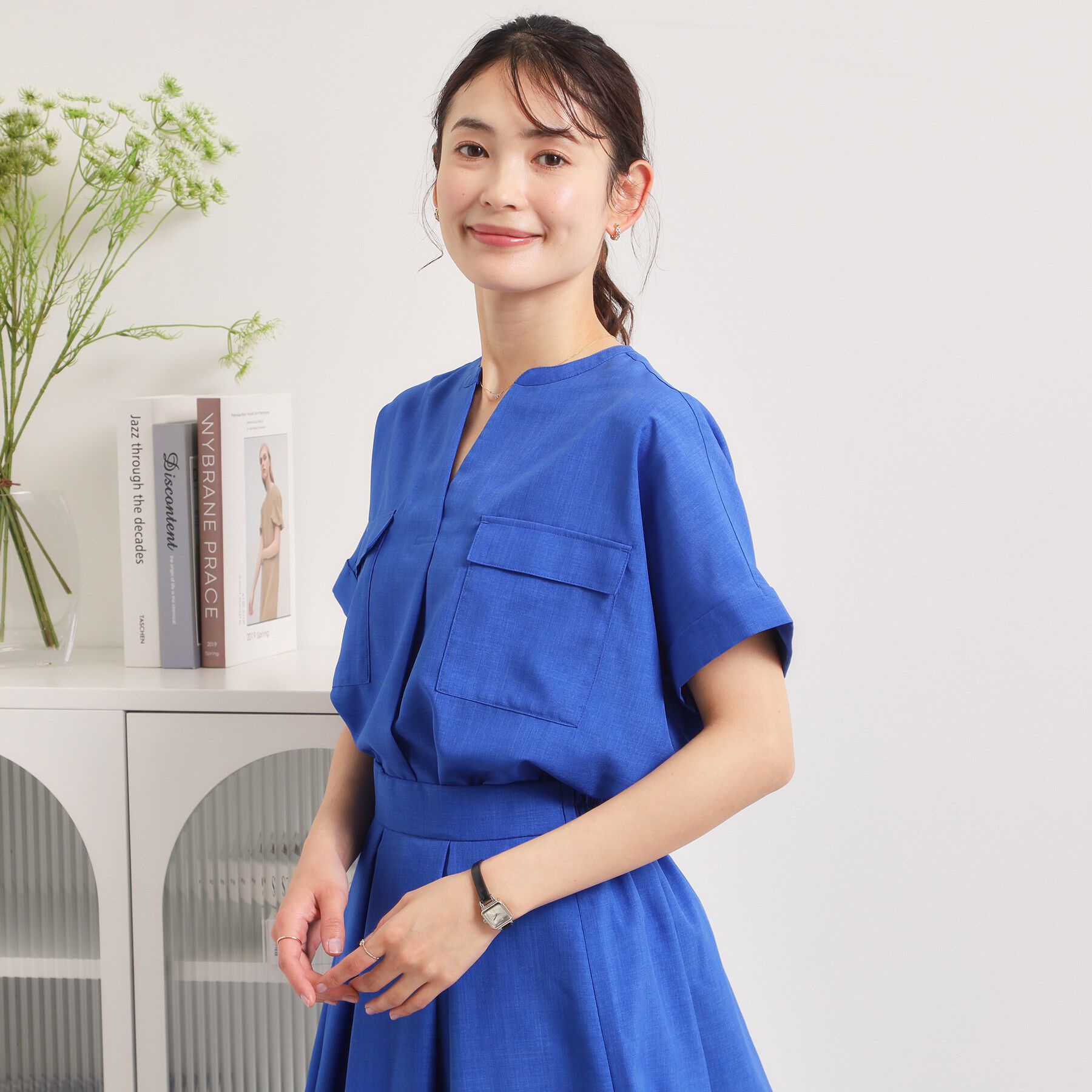 ITS&rsquo;DEMO「【UVケア／洗濯機OK／接触冷感／吸水速乾】麻調合繊ポケ付きブラウス」|シャツ・ブラウス|