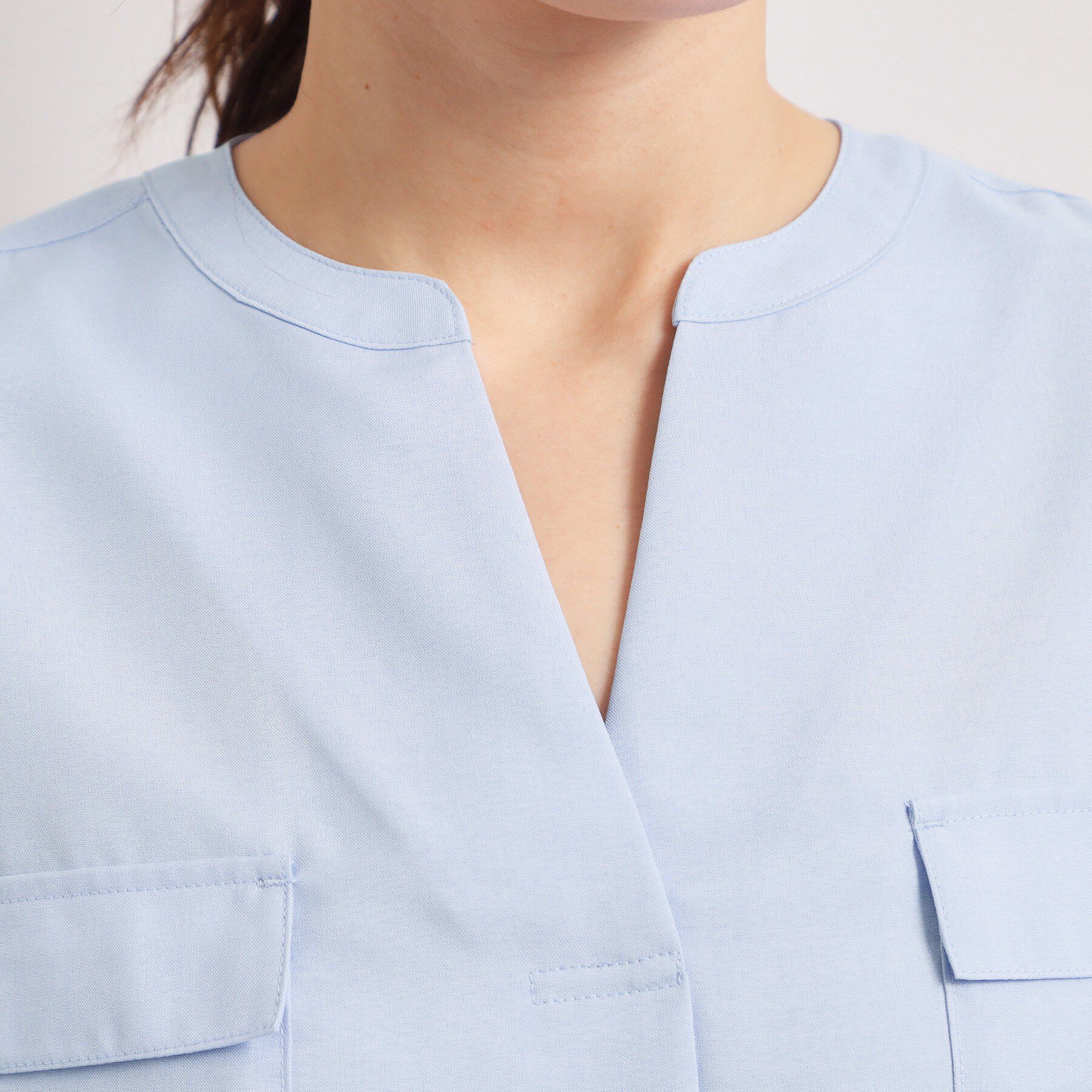 ITS&rsquo;DEMO「【UVケア／洗濯機OK／接触冷感／吸水速乾】麻調合繊ポケ付きブラウス」|シャツ・ブラウス|