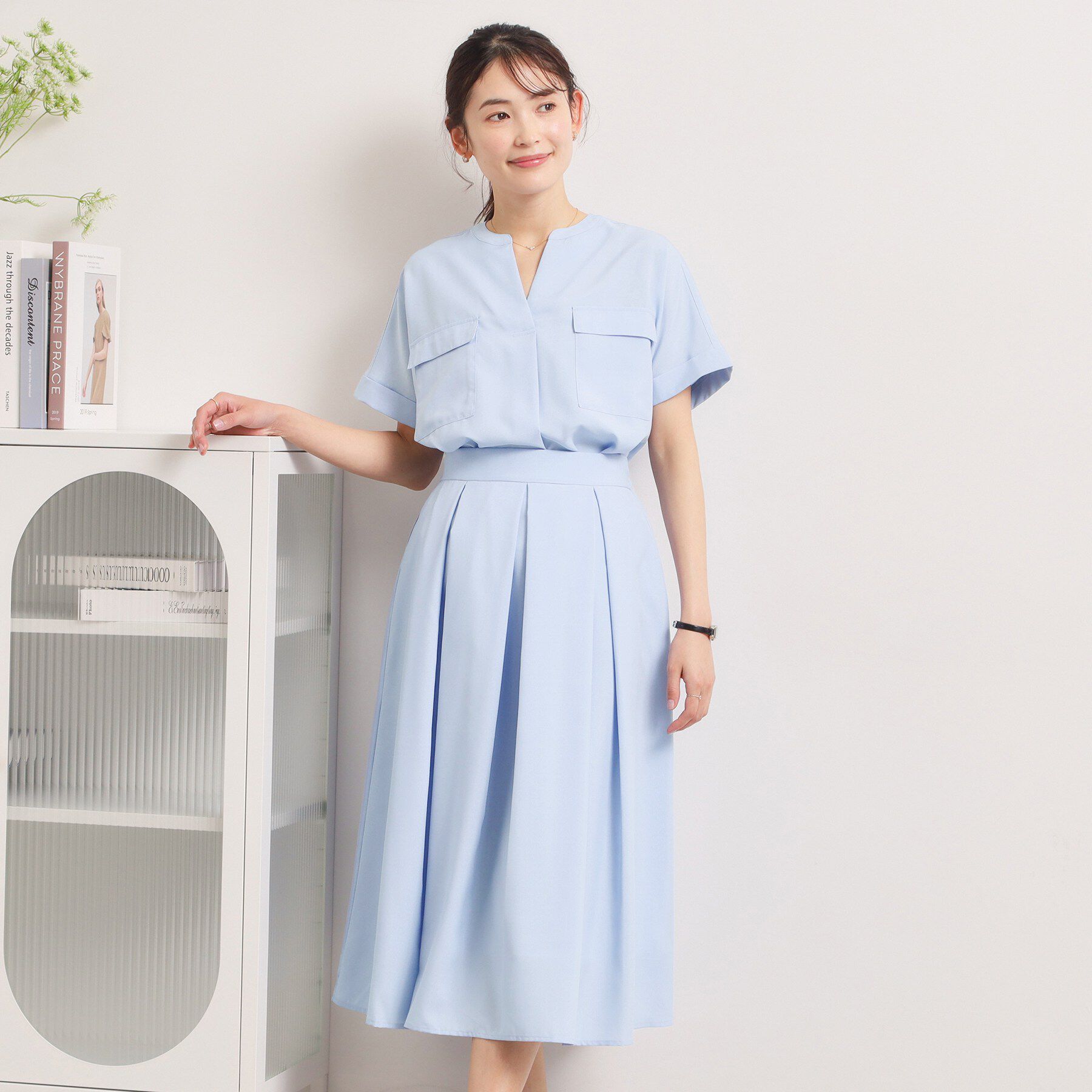 ITS&rsquo;DEMO「【UVケア／洗濯機OK／接触冷感／吸水速乾】麻調合繊ポケ付きブラウス」|シャツ・ブラウス|