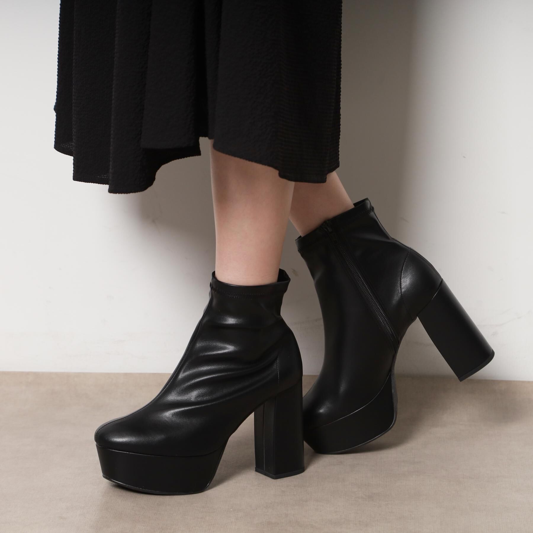 ESPERANZA「ラク盛りショートブーツ」|ショートブーツ|ﾌﾞﾗｯｸ(019)