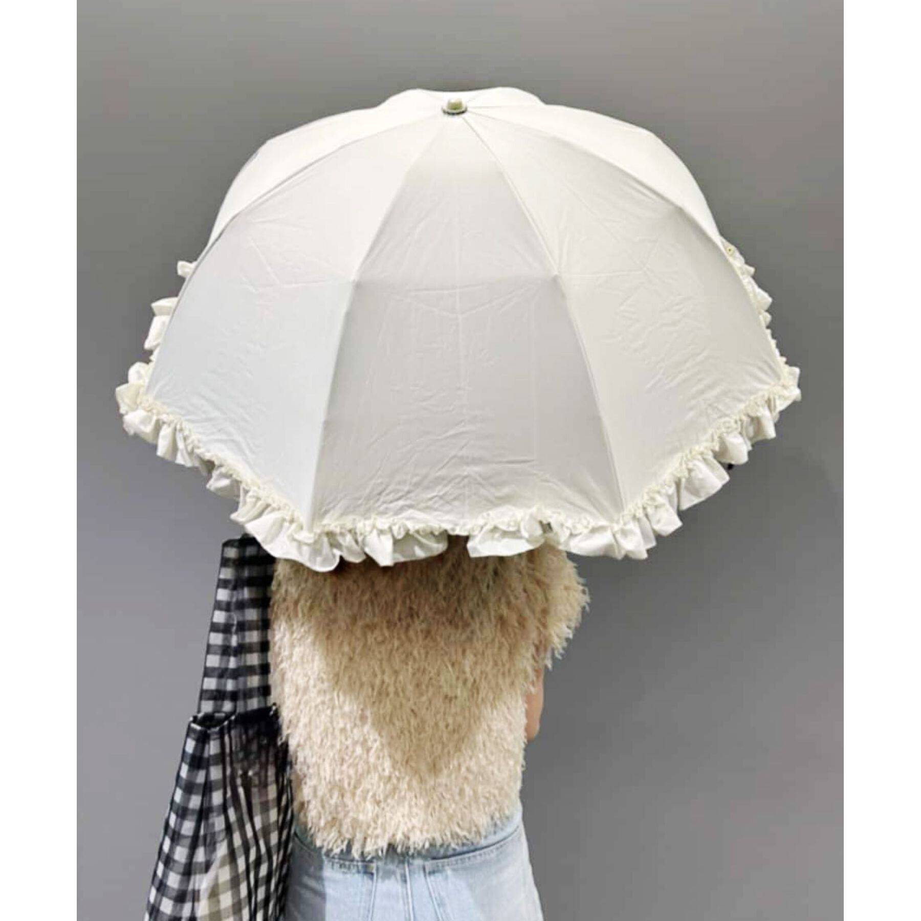 Ober Tashe「【毎シーズン大人気/2WAY】遮光率100％！2段折傘フリル折りたたみ日傘（晴雨兼用）pink tr」|傘|