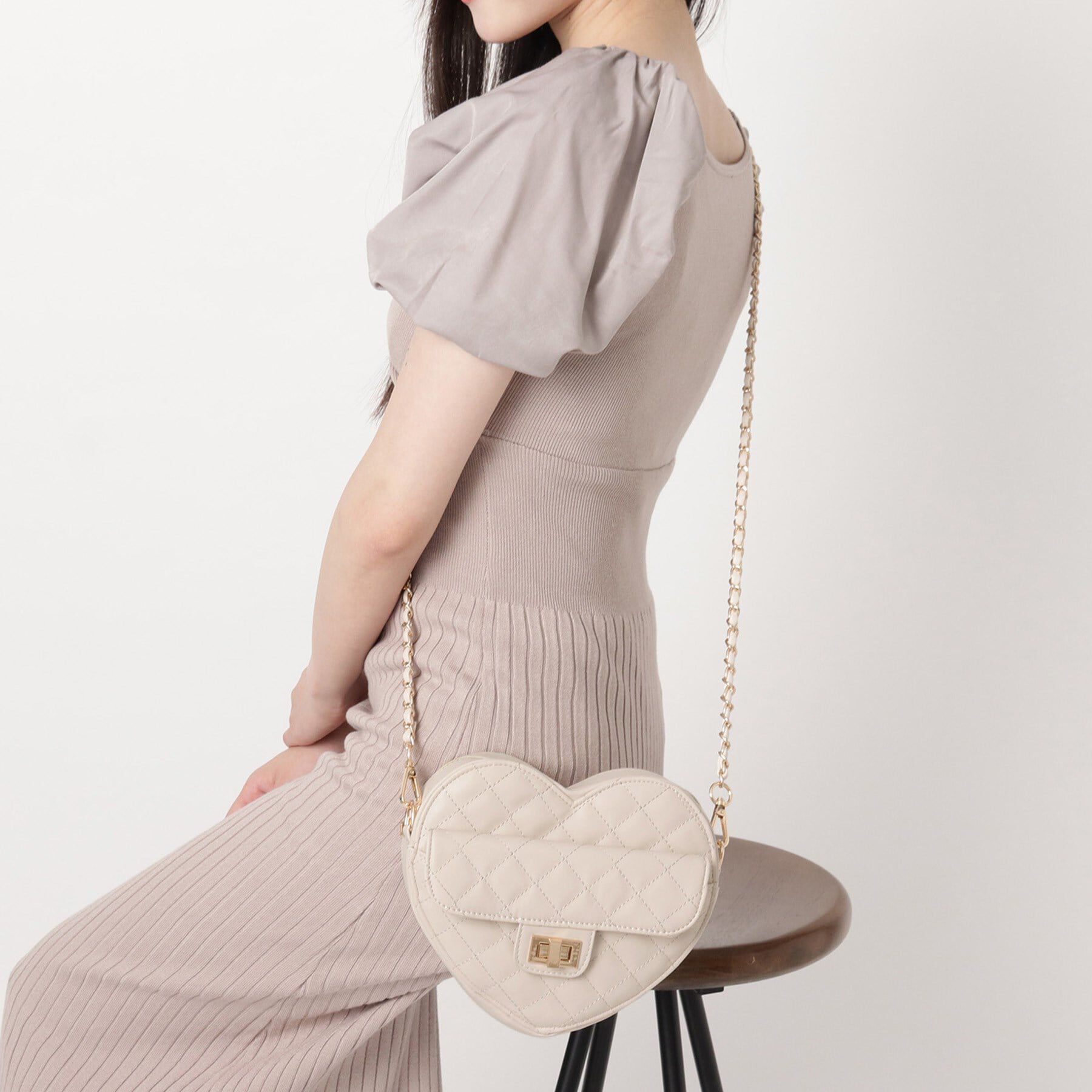 Ober Tashe「ハート キルト チェーンベルト ショルダーバッグ」|ショルダー・メッセンジャー|