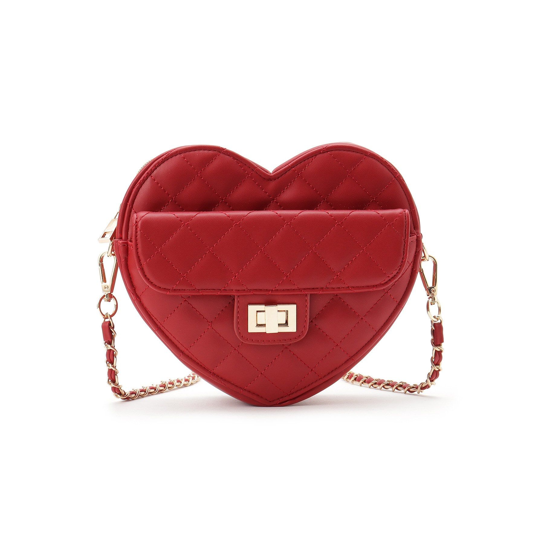 Ober Tashe「ハート キルト チェーンベルト ショルダーバッグ」|ショルダー・メッセンジャー|ワインレッド(063