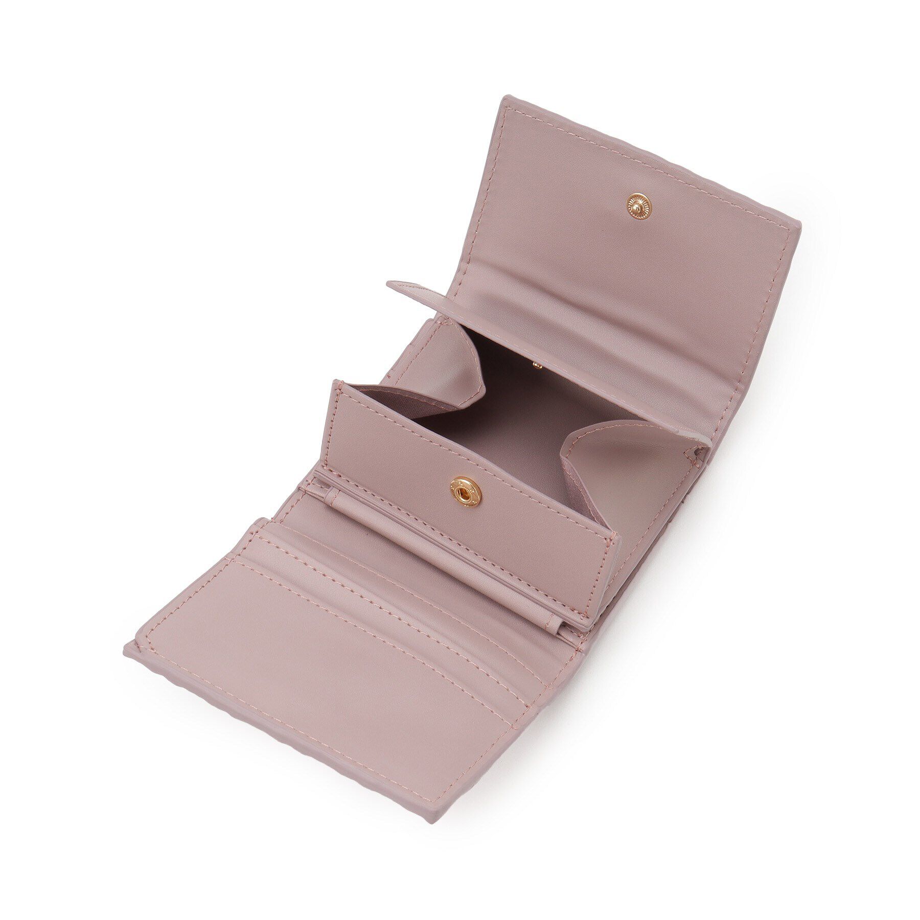 Ober Tashe「【新生活・新学期】キルティング ボックスコイン三つ折り財布 ミニ財布 ミニウォレット」|財布|