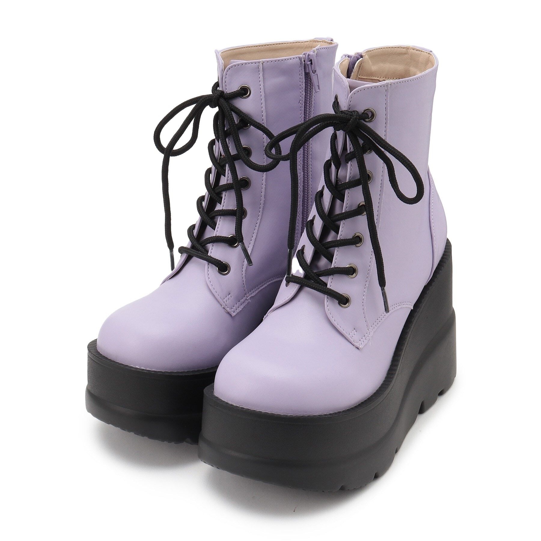 csT&P「厚底レースアップブーツ」|ショートブーツ|ﾊﾟｰﾌﾟﾙ(083)