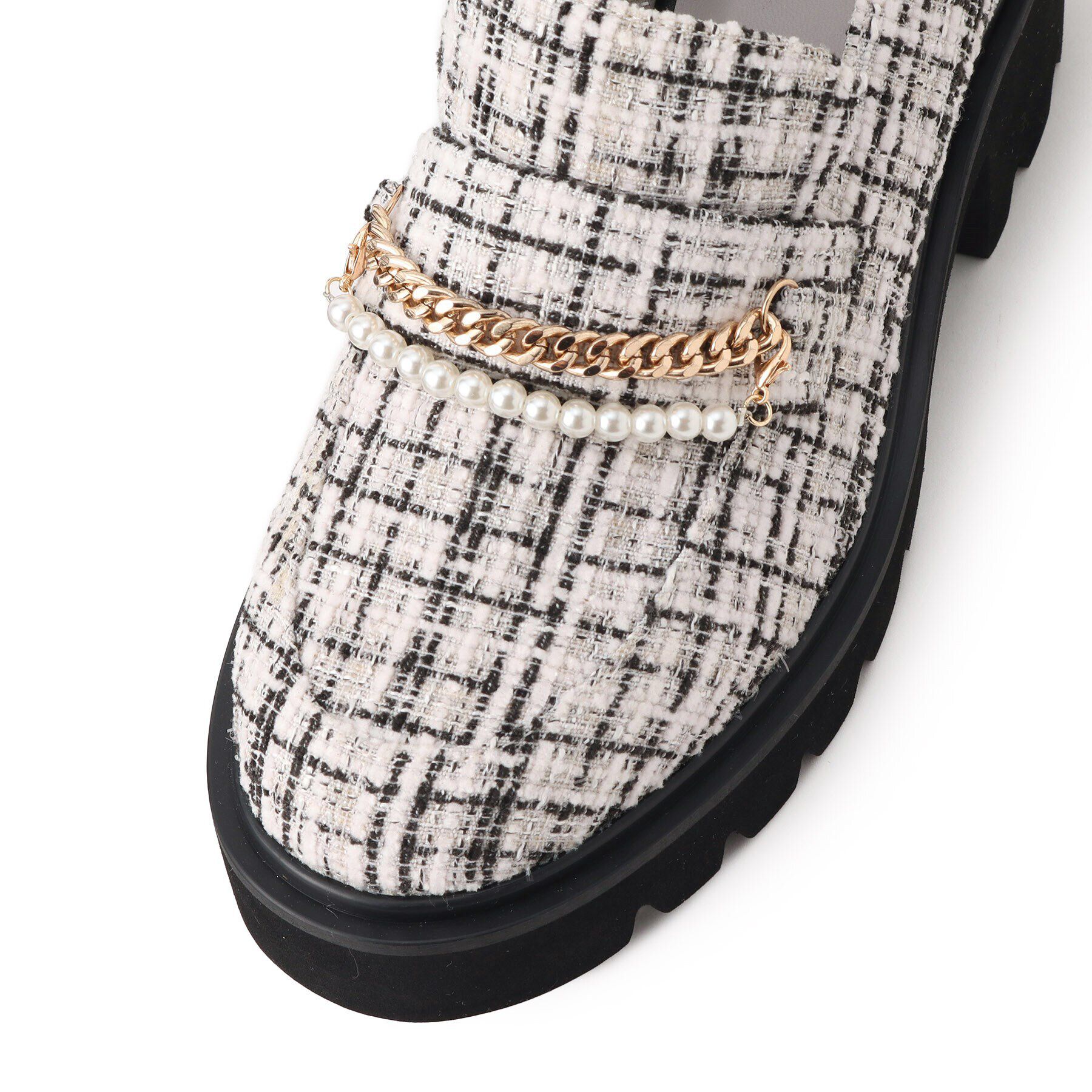 ESPERANZA「チェーン＆パール調モチーフローファー 24SS」|パンプス|