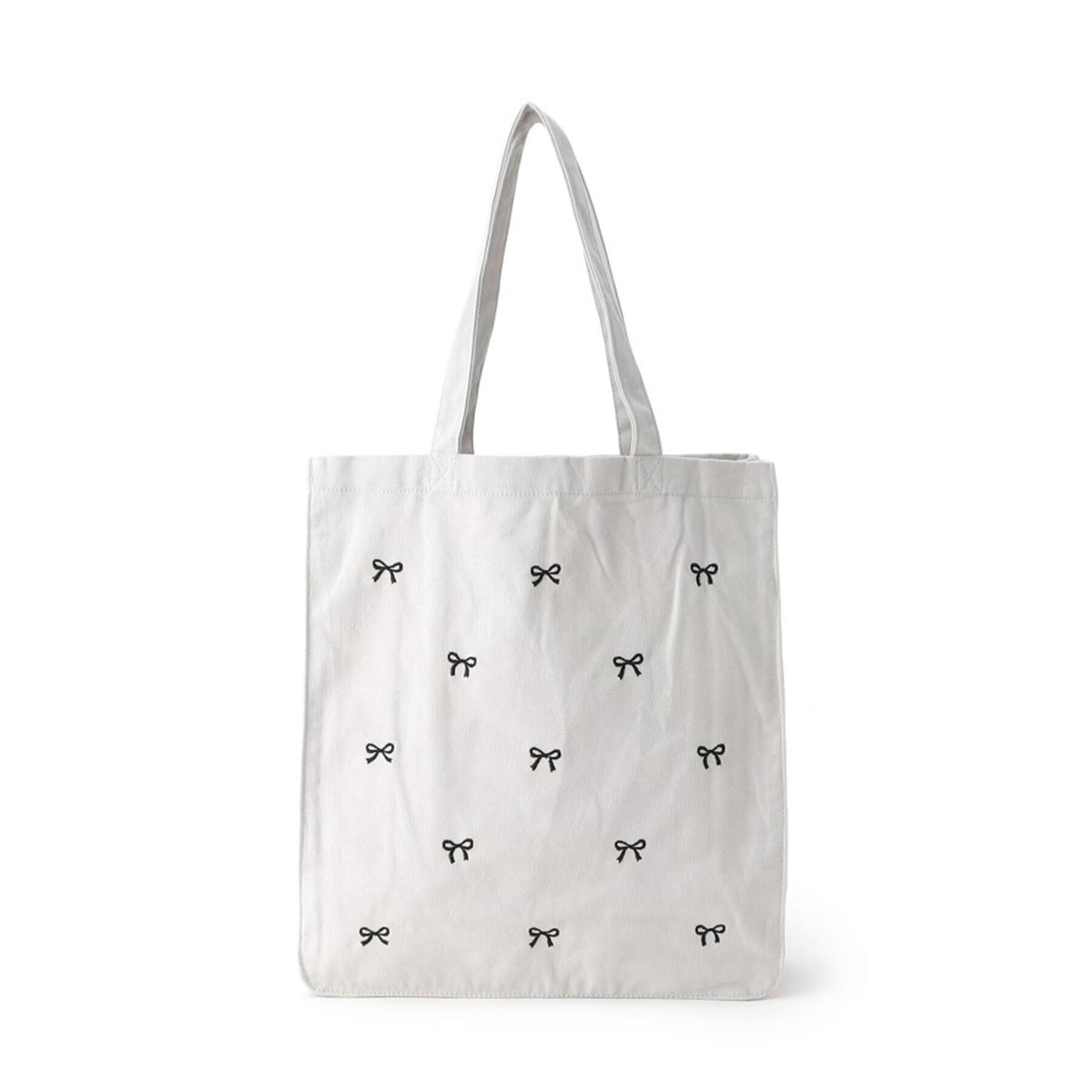 Ober Tashe「【新生活・新学期】リボン刺繍キャンバストートバッグ」|トートバッグ|