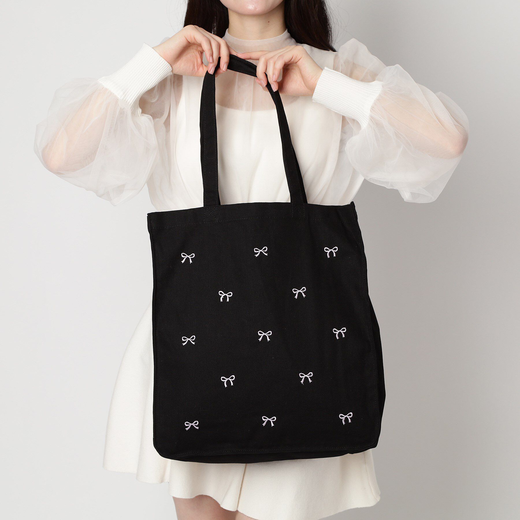 Ober Tashe「【新生活・新学期】リボン刺繍キャンバストートバッグ」|トートバッグ|