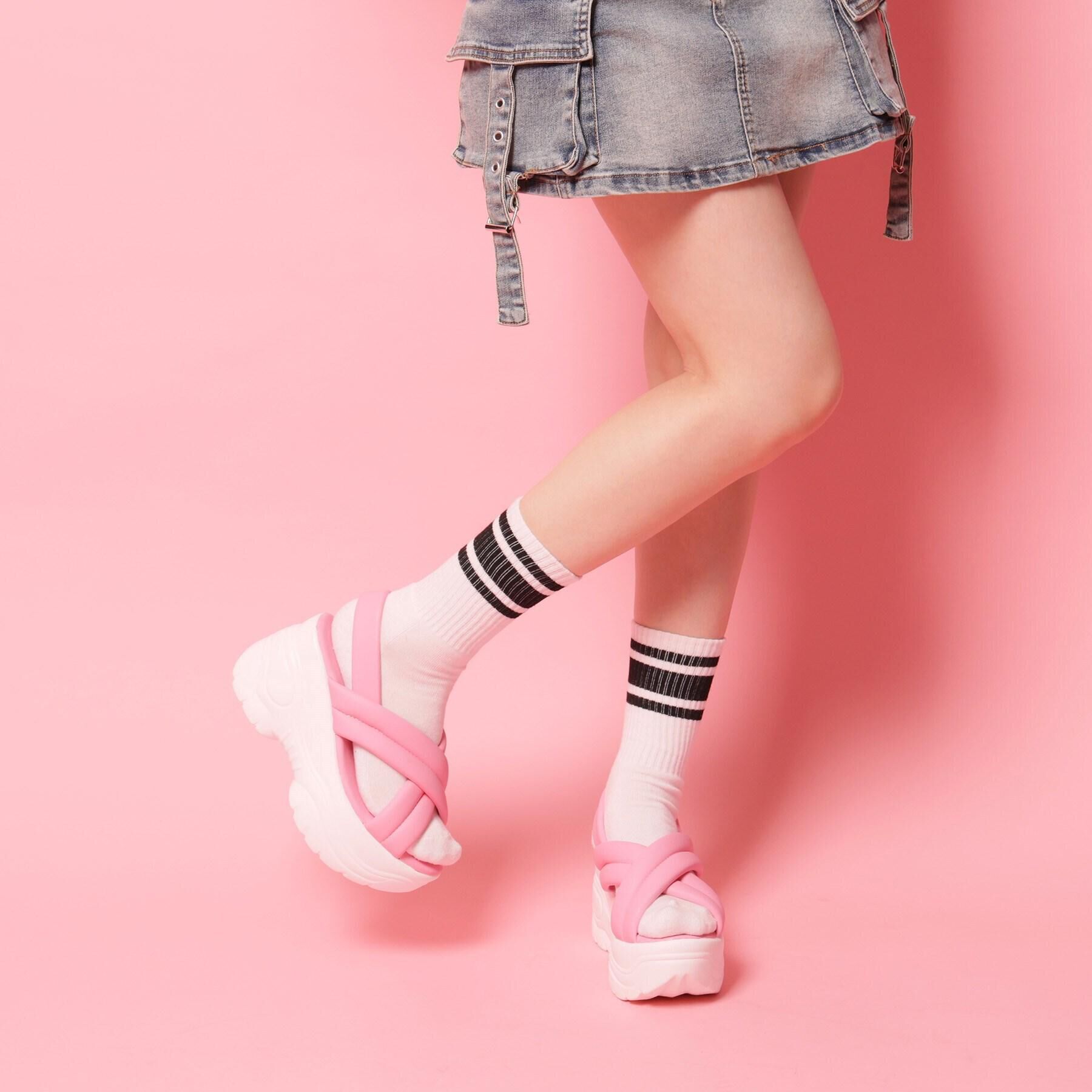 csT&P「厚底クロスサンダル パデットサンダル」|サンダル|ピンク(072)