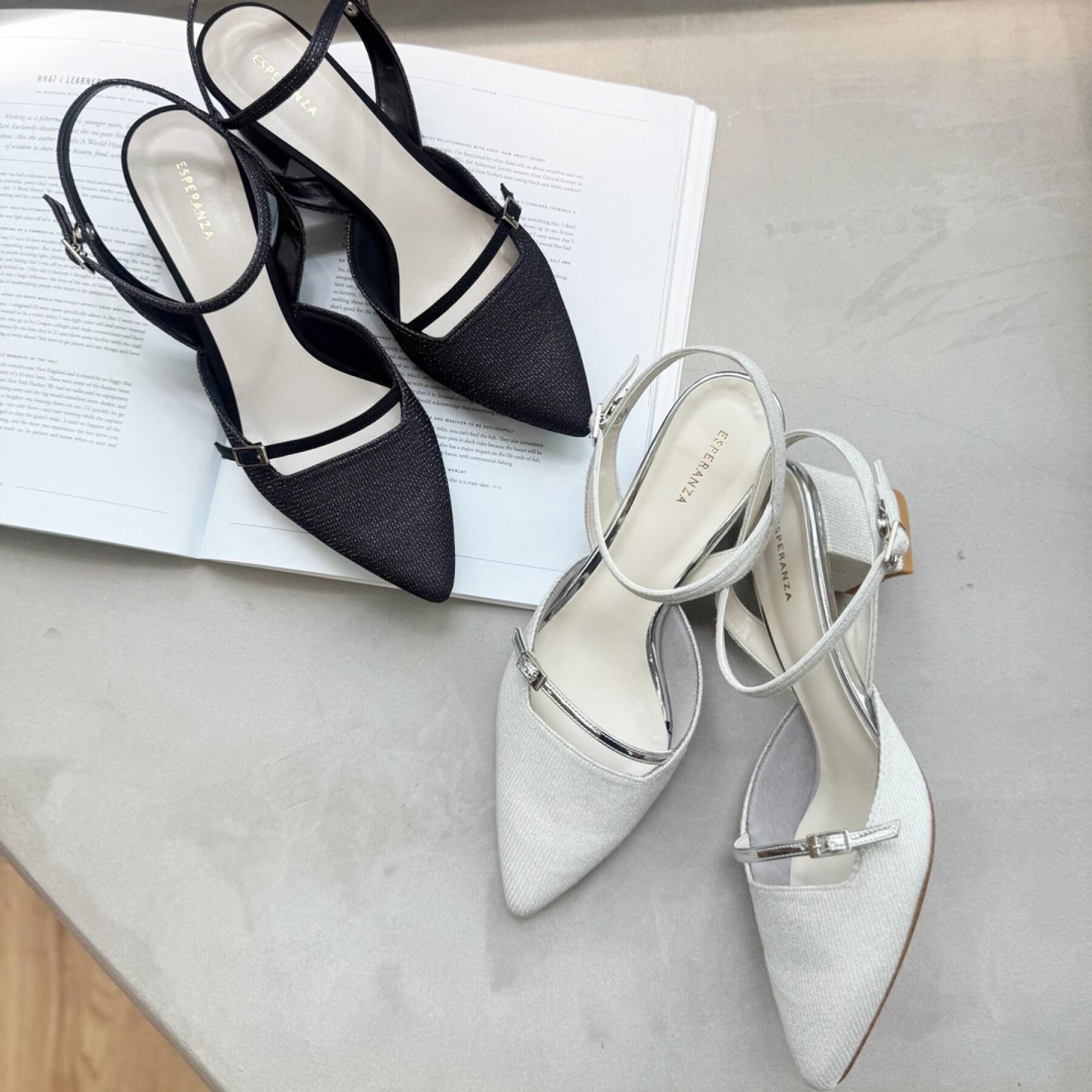 ESPERANZA「ポインテッドアンクルストラップパンプス」|パンプス|