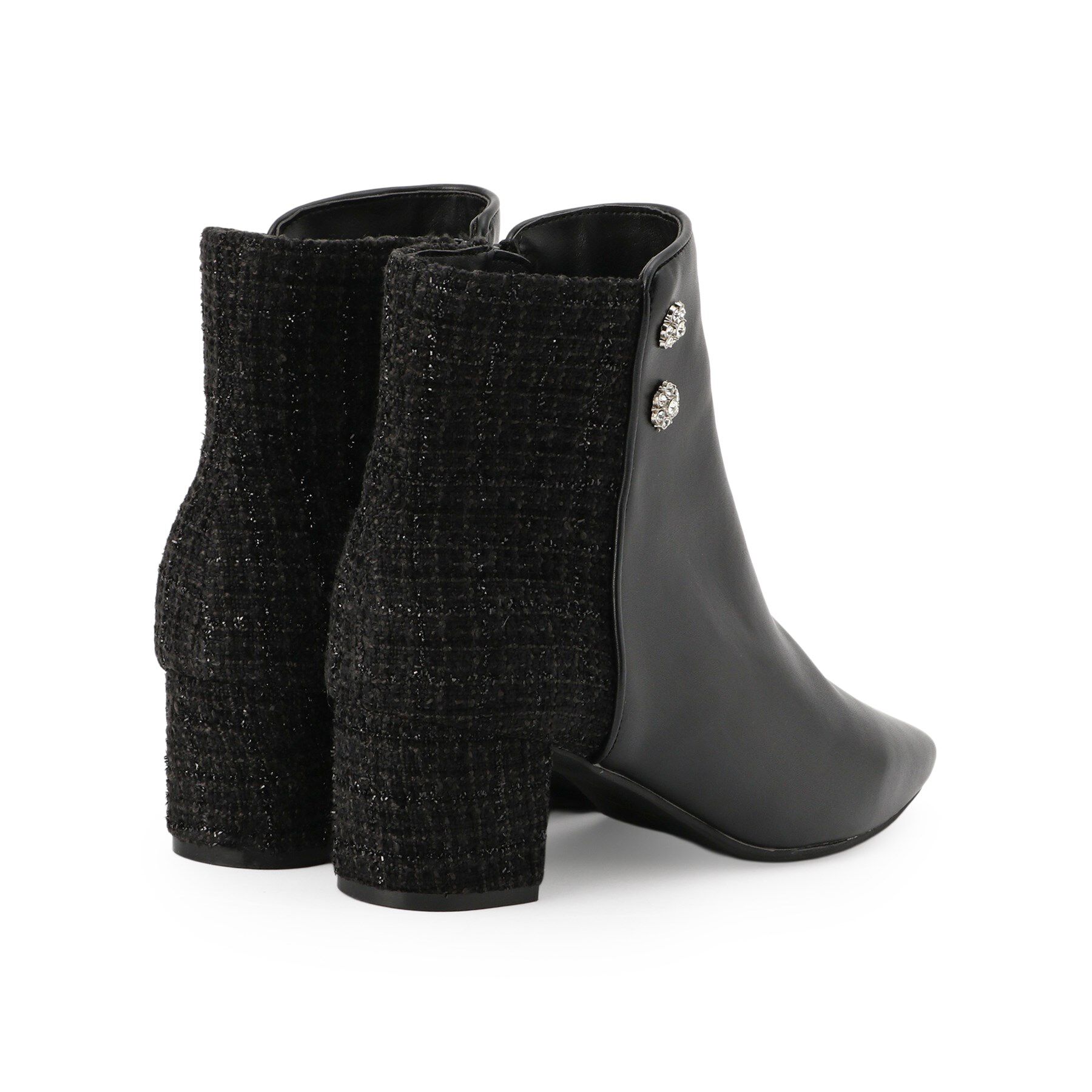 ESPERANZA「ビジュー付きツイードショートブーツ」|ショートブーツ|