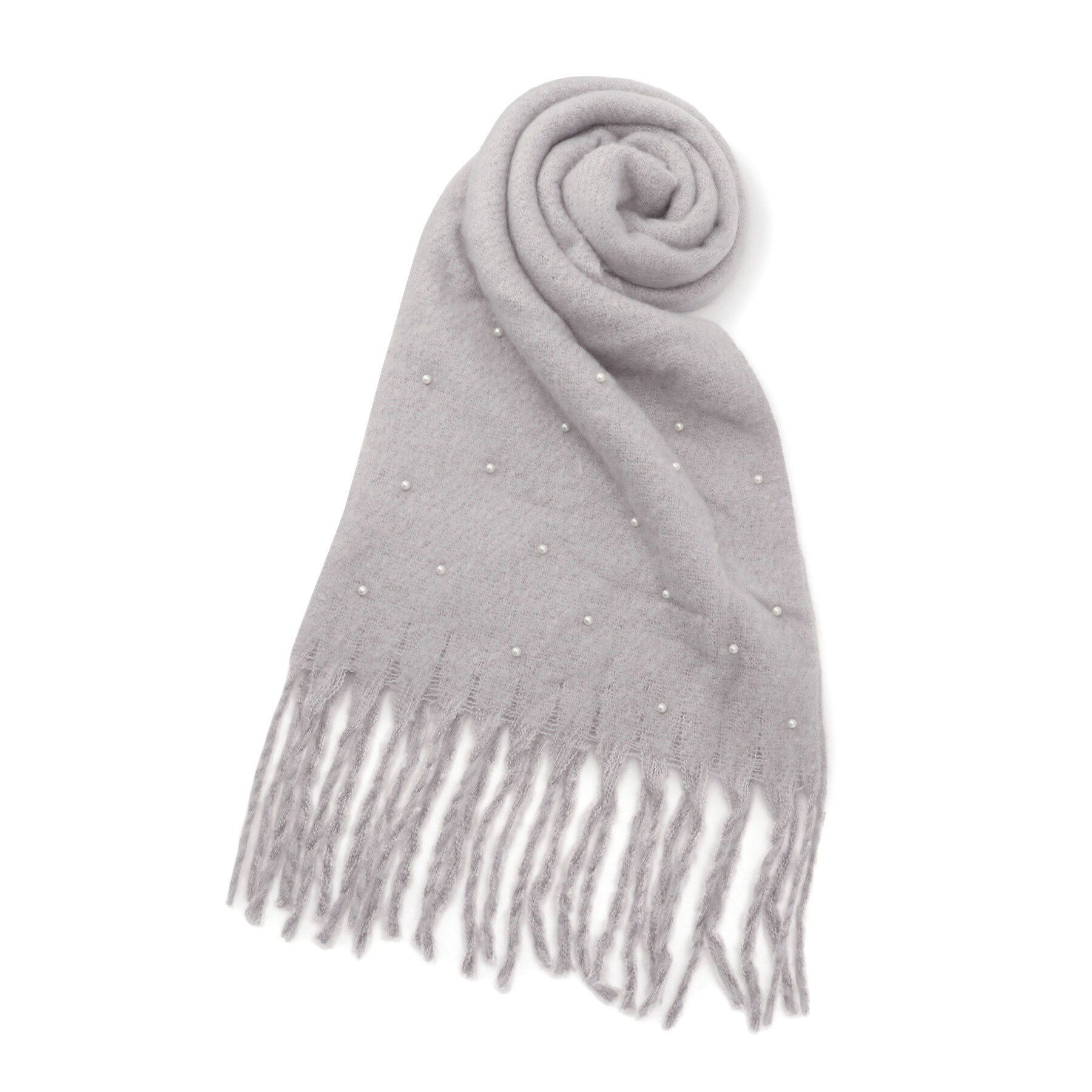 Ober Tashe「フェイクパール使いストール」|ストール|グレー(012)