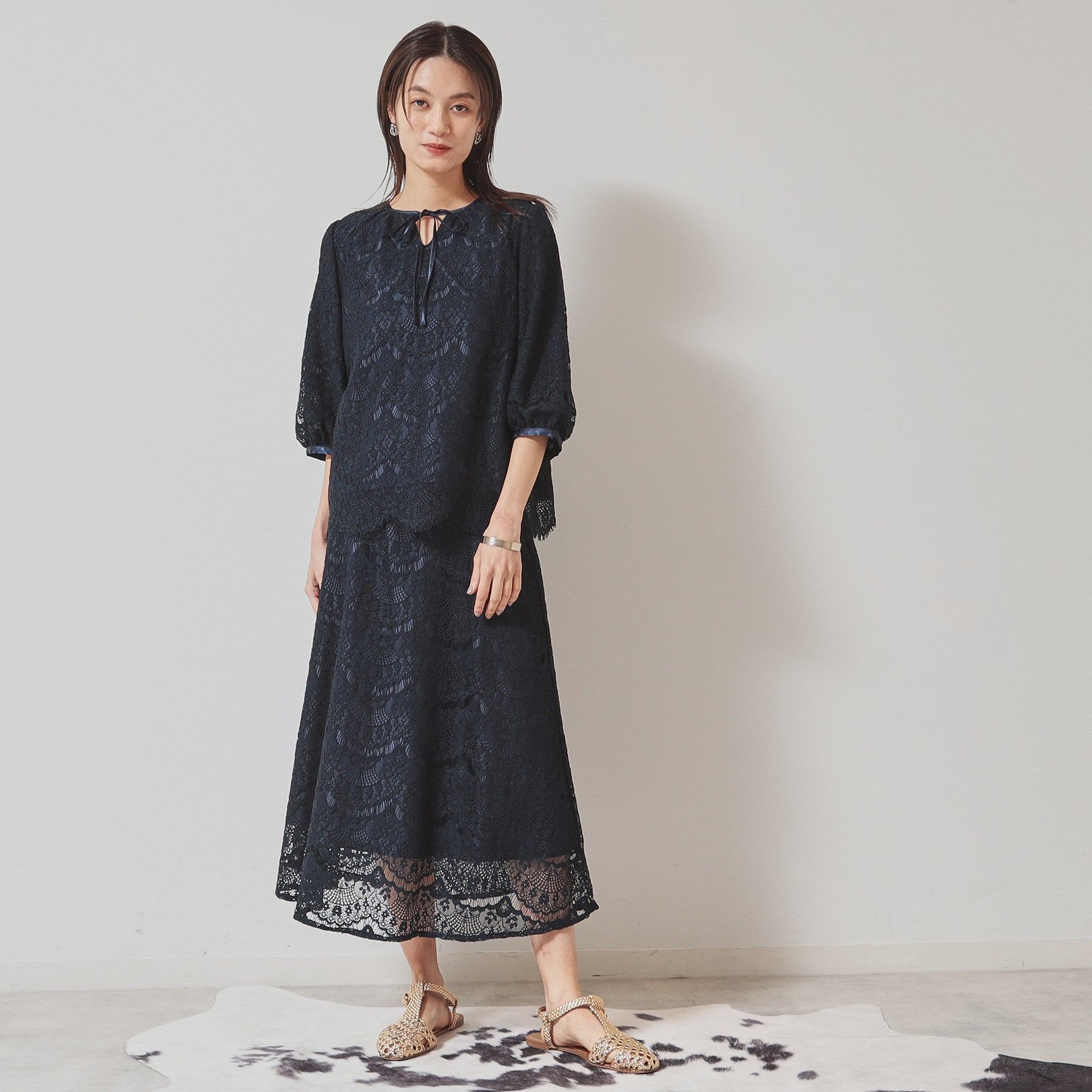 SunaUna「【フェミニン】レースフレアスカート」|スカート|