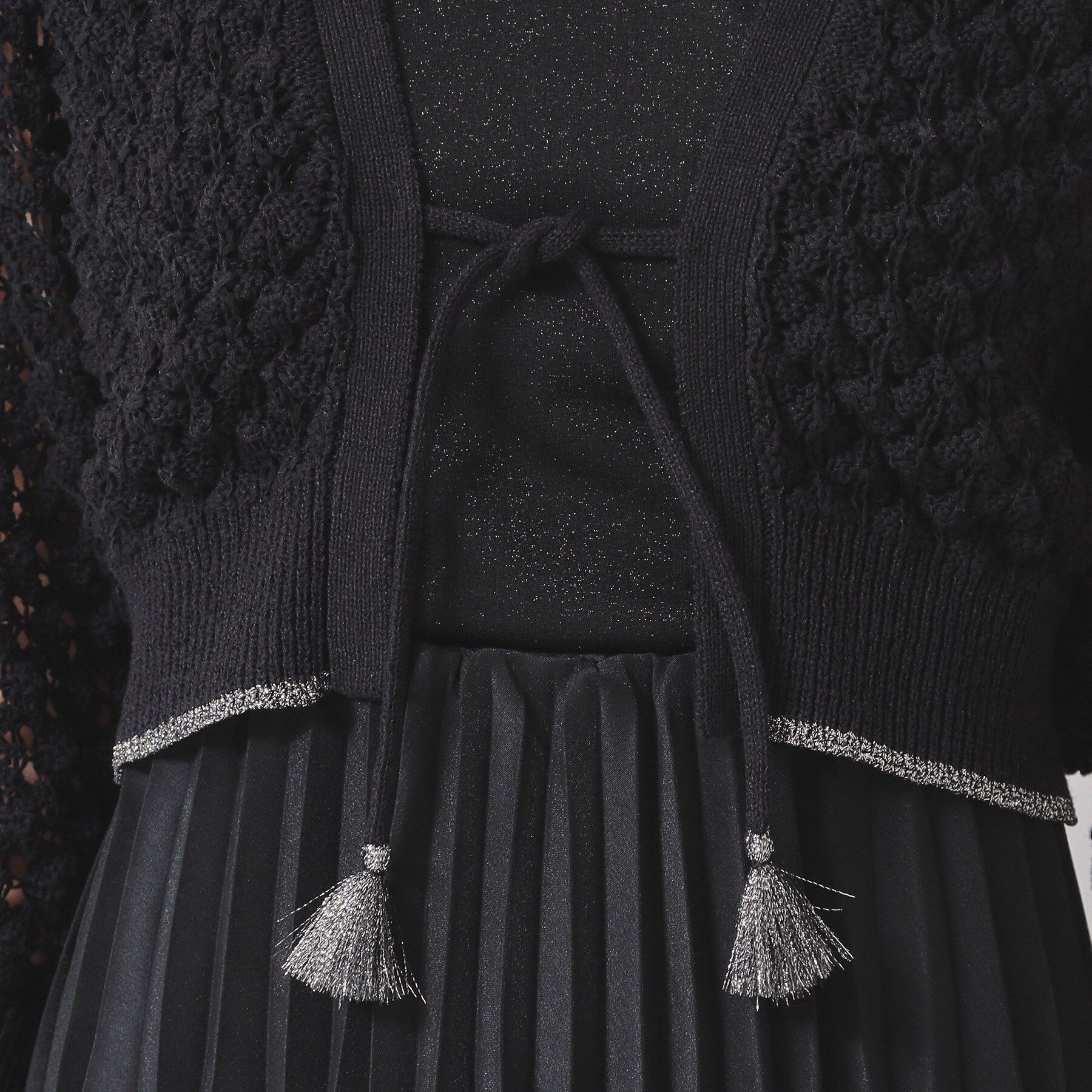 SunaUna「【透かし編み／ラメ入り】ドルマンスリーブボレロ」|カーディガン|