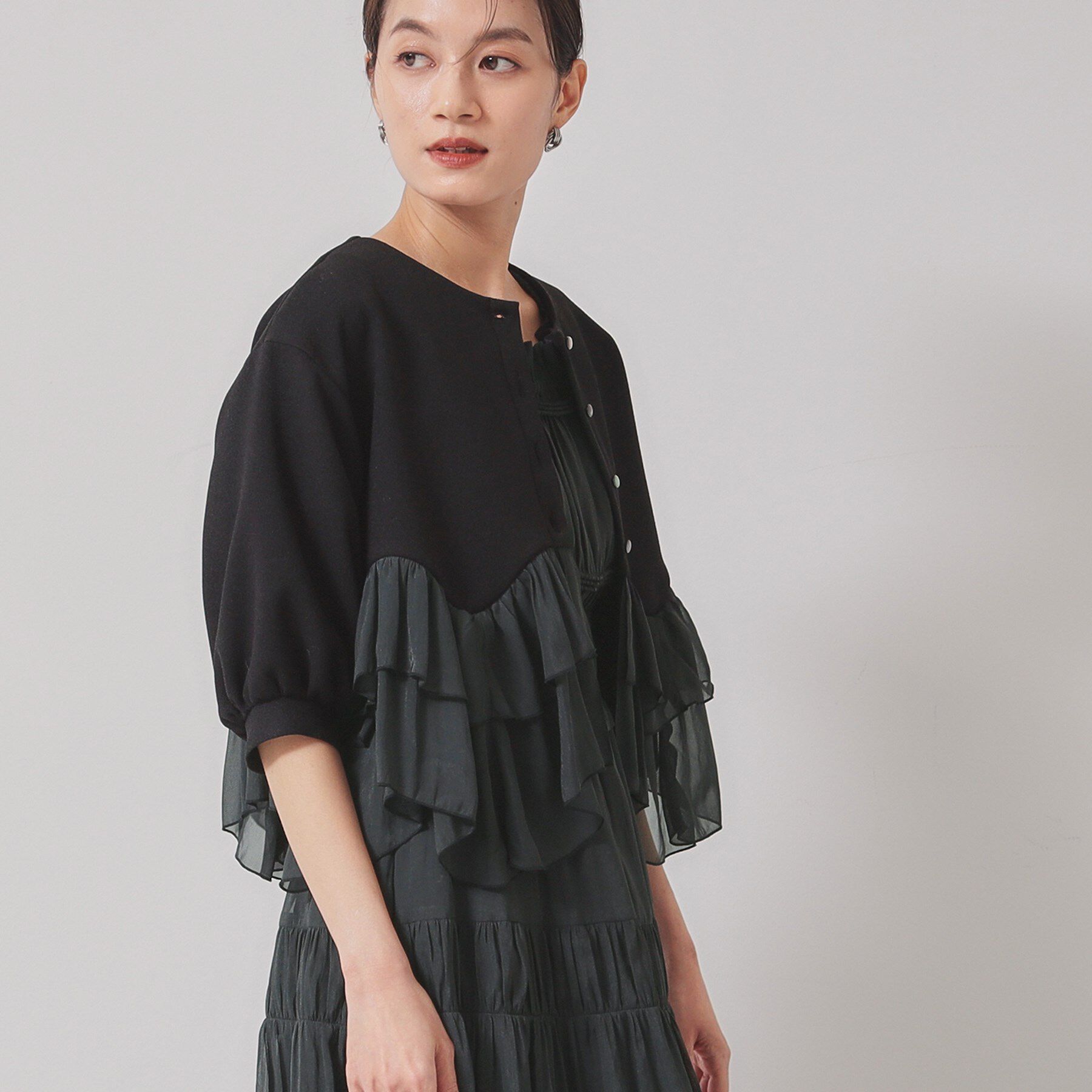 SunaUna「【羽織り】ペプラムブルゾン」|カーディガン|