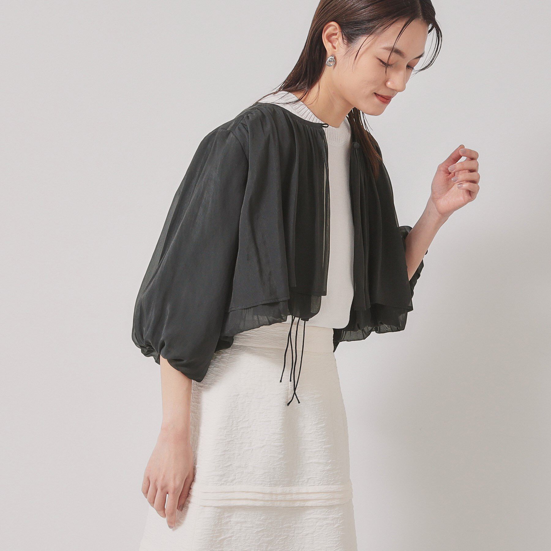 SunaUna「【軽羽織り】クロプトブルゾン」|ブルゾン・スタジャン|ブラック(019)