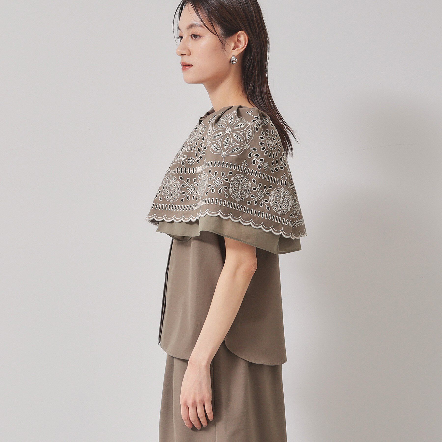 SunaUna「【幾何柄】ケープカラーブラウス」|シャツ・ブラウス|