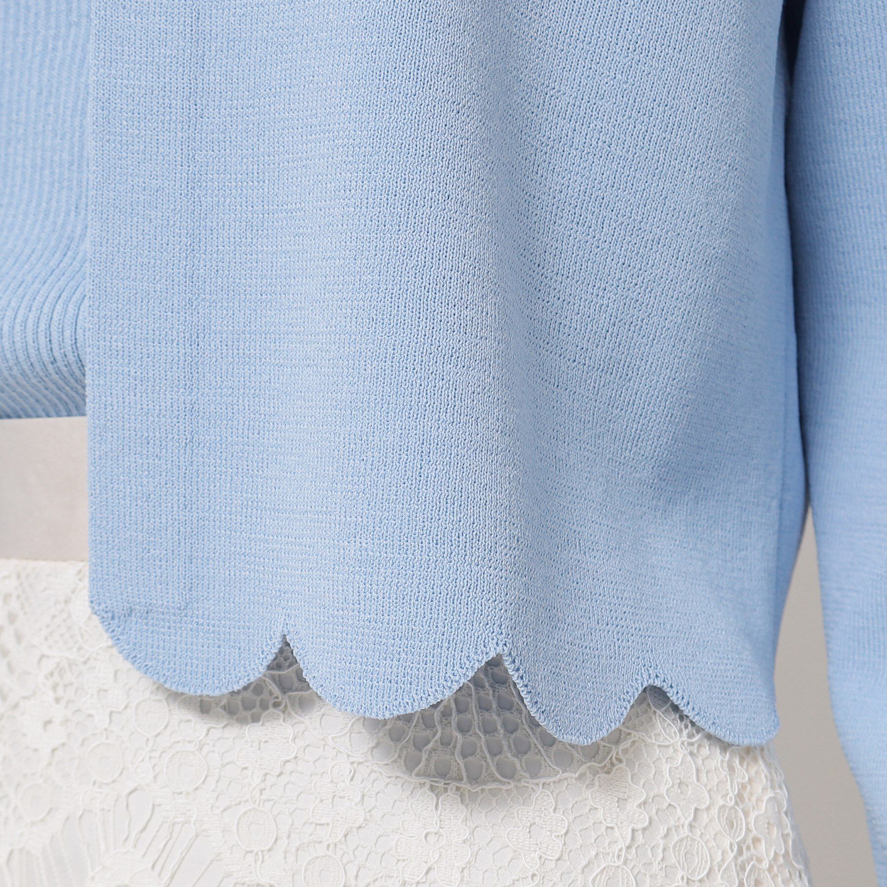 SunaUna「【接触冷感／アンサンブル可】裾スカラップニットボレロ」|カーディガン|